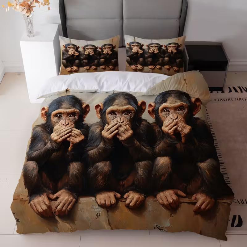 Three Wise Monkeys Bedding Set Animal Down Duvet Cover Queen King Single Duvet Cover Pillowcase 2/3pc Gift Soft Bedroom Decoration DE 100x135cm
Three Wise Monkeys Bedding Set Animal Down Duvet Cover Queen King Single Duvet Cover Pillowcase 2/3pc Gift Soft Bedroom Decoration DE 100x135cm