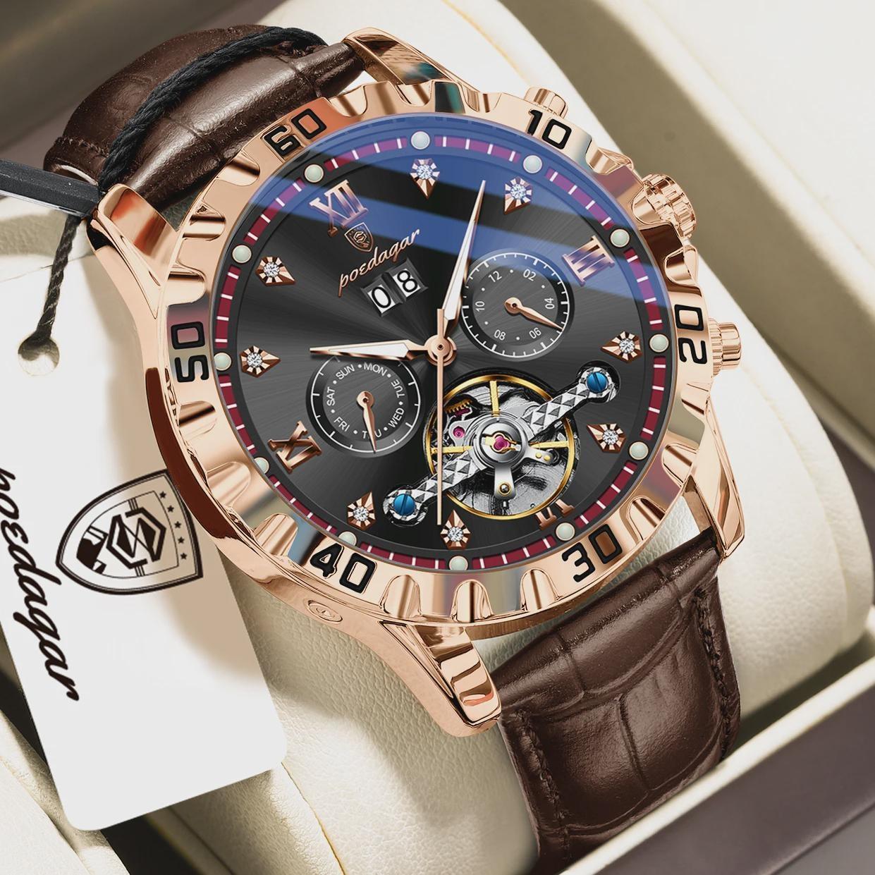 Top Luxury Men s Watches Original Mechanical Leather Business Men Clock Date Week Hollow Tourbillon Automatic Watch коричневий/червоний
Top Luxury Men s Watches Original Mechanical Leather Business Men Clock Date Week Hollow Tourbillon Automatic Watch коричневий/червоний