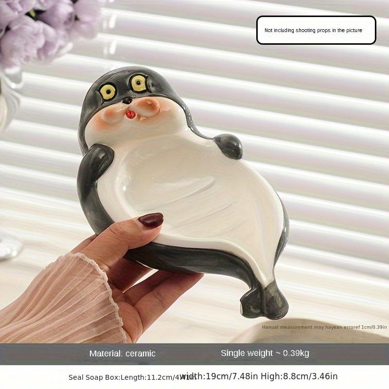 1pc Cartoon Seal Soap Box Ceramic Soap Holder with Drain, Cute Rectangular Design for Bathroom or Toilet Counter, Creative Shelving for Household Use
1pc Cartoon Seal Soap Box Ceramic Soap Holder with Drain, Cute Rectangular Design for Bathroom or Toilet Counter, Creative Shelving for Household Use