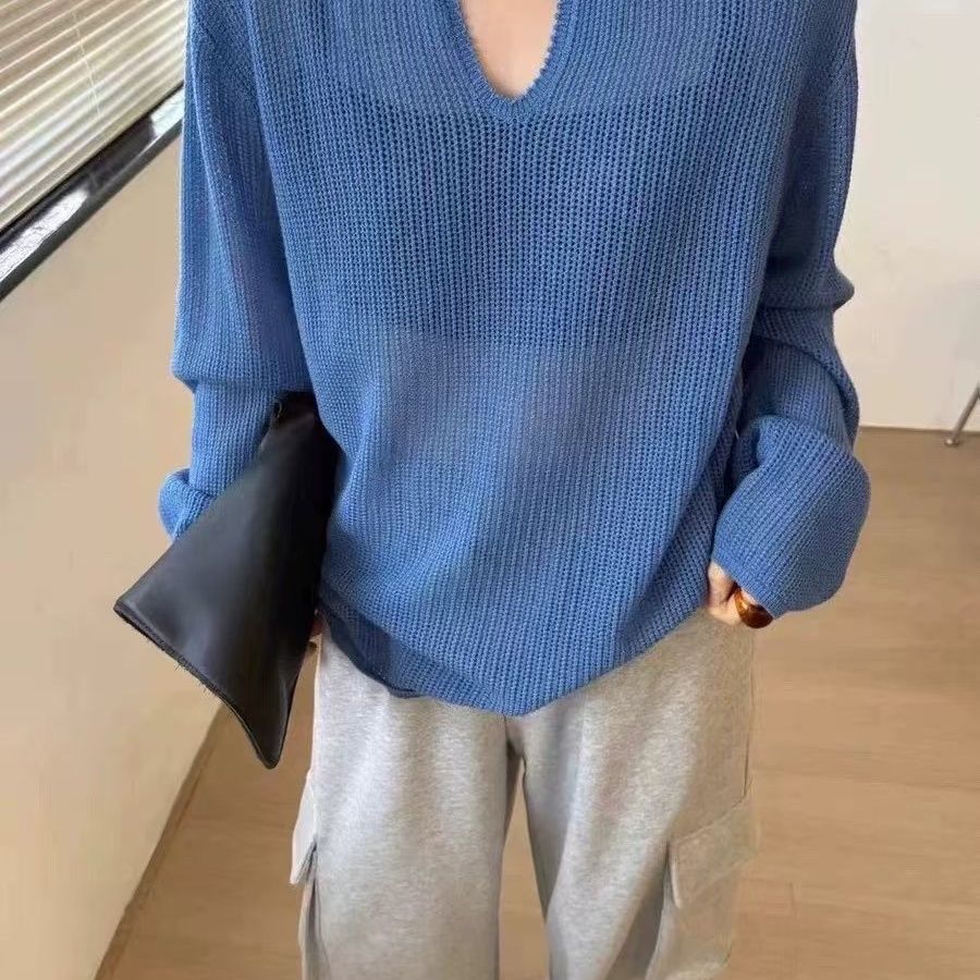 Ажурный трикотаж для защиты от солнца, с длинным рукавом, тонкий, летний, ленивый, весенне-летний, свободный кардиган, топ с V-образным вырезом L синий
Ажурный трикотаж для защиты от солнца, с длинным рукавом, тонкий, летний, ленивый, весенне-летний, свободный кардиган, топ с V-образным вырезом L синий