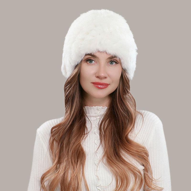 Женская зимняя утолщенная теплая шапка, двойная эластичная вязаная снежная шапка-пуловер One Size белый