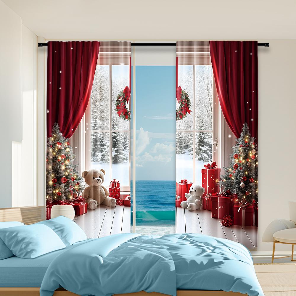 Set Of 2 Christmas Themed Window Curtains Gift Box Bear Design Polyester Material Drapes Bedroom Living Room Office Decor Curtain Perfect For W100*H70(CM)-Grommet top&2PCS
Set Of 2 Christmas Themed Window Curtains Gift Box Bear Design Polyester Material Drapes Bedroom Living Room Office Decor Curtain Perfect For W100*H70(CM)-Grommet top&2PCS