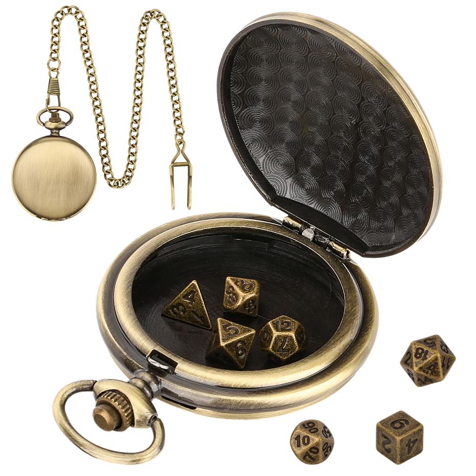 7PCS Metal Polyhedral Dice Come with Retro Gray Octopus Watch Case Antique Meter Header Souvenir Gift for Table Game Enthusiasts
7PCS Metal Polyhedral Dice Come with Retro Gray Octopus Watch Case Antique Meter Header Souvenir Gift for Table Game Enthusiasts