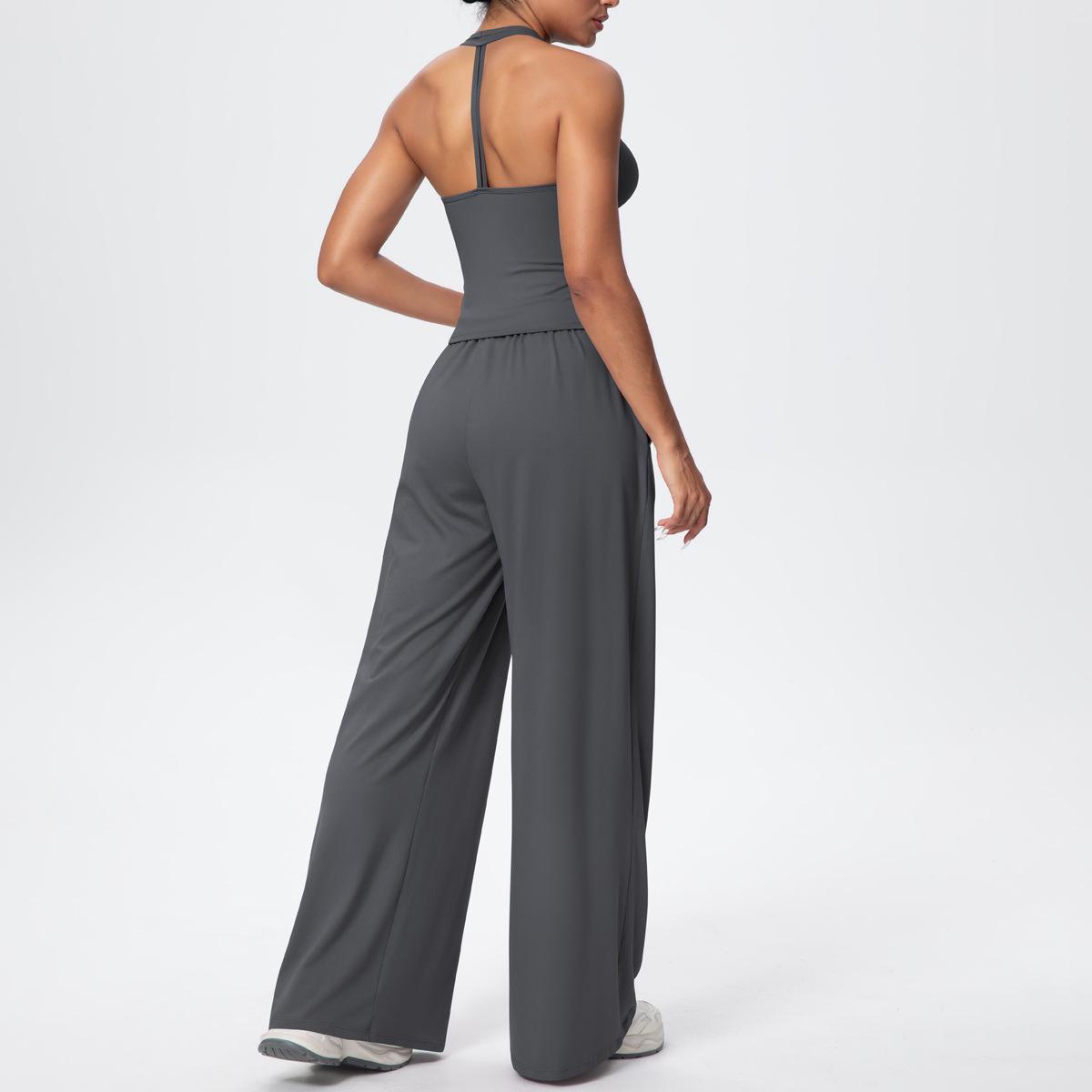 Solid Color Wide Leg Yoga Set: Elastic Waist Pants & Halter Vest S
Solid Color Wide Leg Yoga Set: Elastic Waist Pants & Halter Vest S