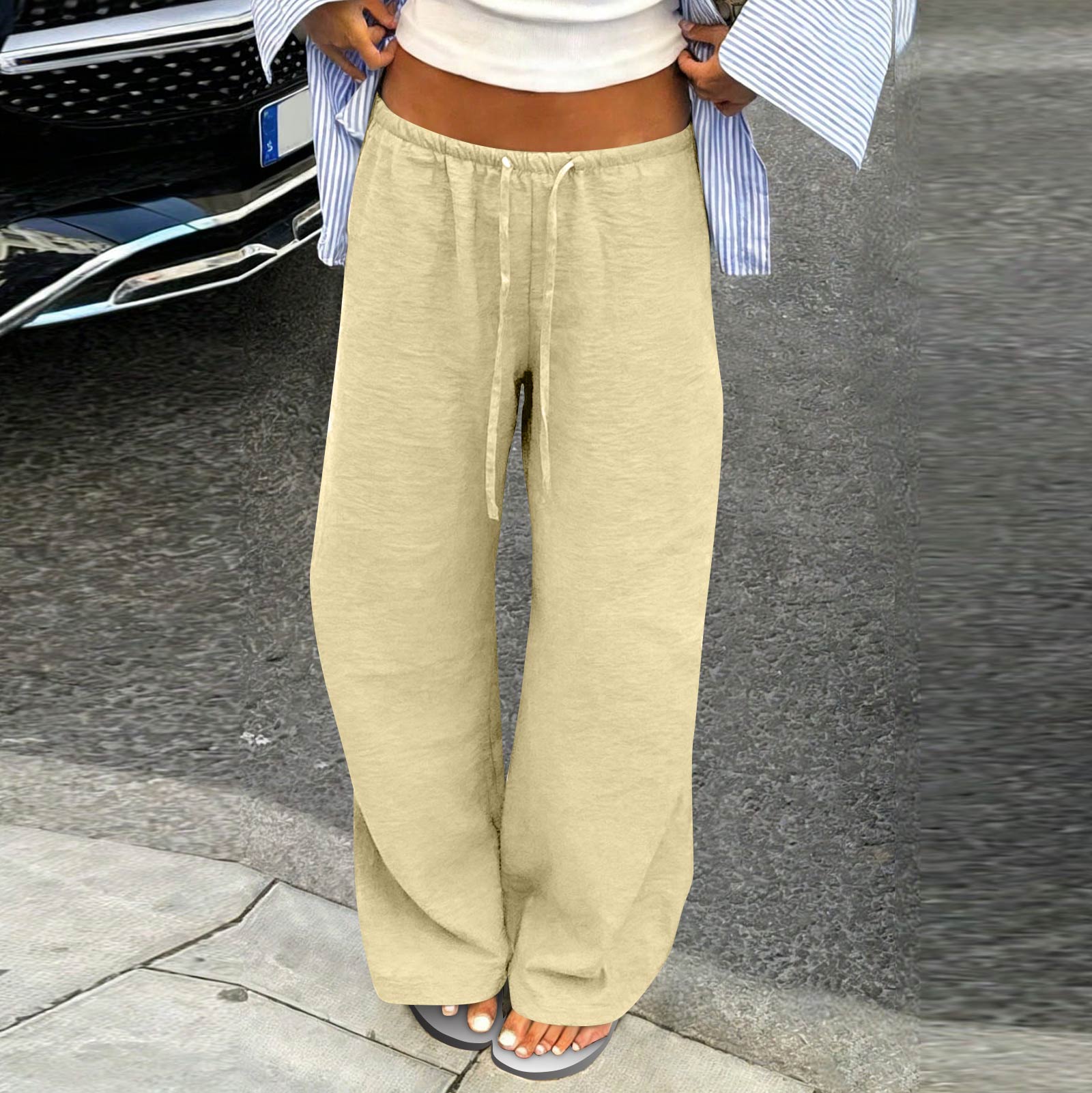 Women Wide Leg Split Pants High Waist Drawstring Waistband Casual Beach Trousers with Pockets Loose Fit Comfortable Design XL жовтий
Women Wide Leg Split Pants High Waist Drawstring Waistband Casual Beach Trousers with Pockets Loose Fit Comfortable Design XL жовтий