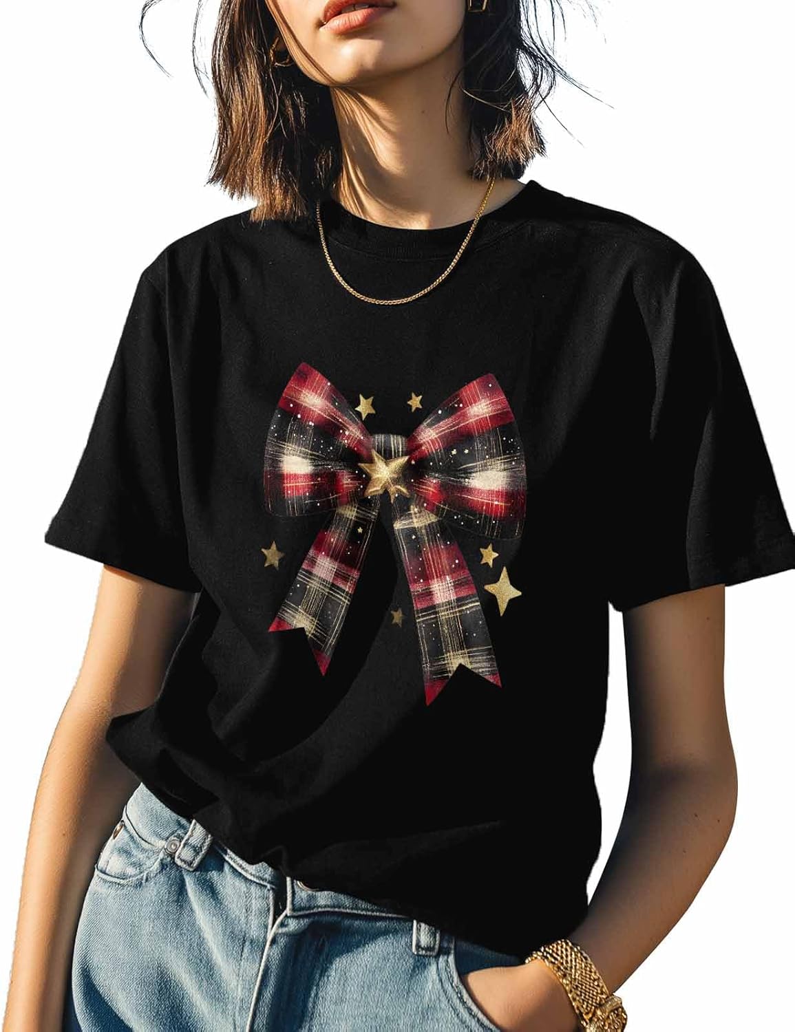 T Shirts for Women Graphic Tees Red Bow Crew Neck Short Sleeve Shirts for Women Plaid Casual T-Shirt 5XL різнокольоровий
T Shirts for Women Graphic Tees Red Bow Crew Neck Short Sleeve Shirts for Women Plaid Casual T-Shirt 5XL різнокольоровий