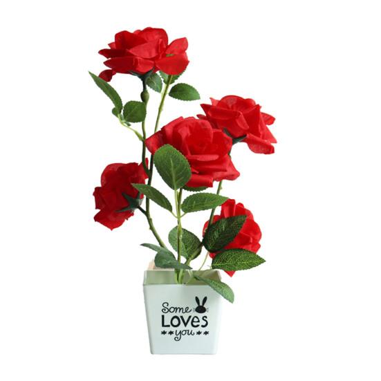 DYS Домашний Декор Искусственный Растительный Горшок Роза Настольный Декор Искусственный Шелковый Цветок Крытый Открытый Имитационный Цветочный Горшок красный