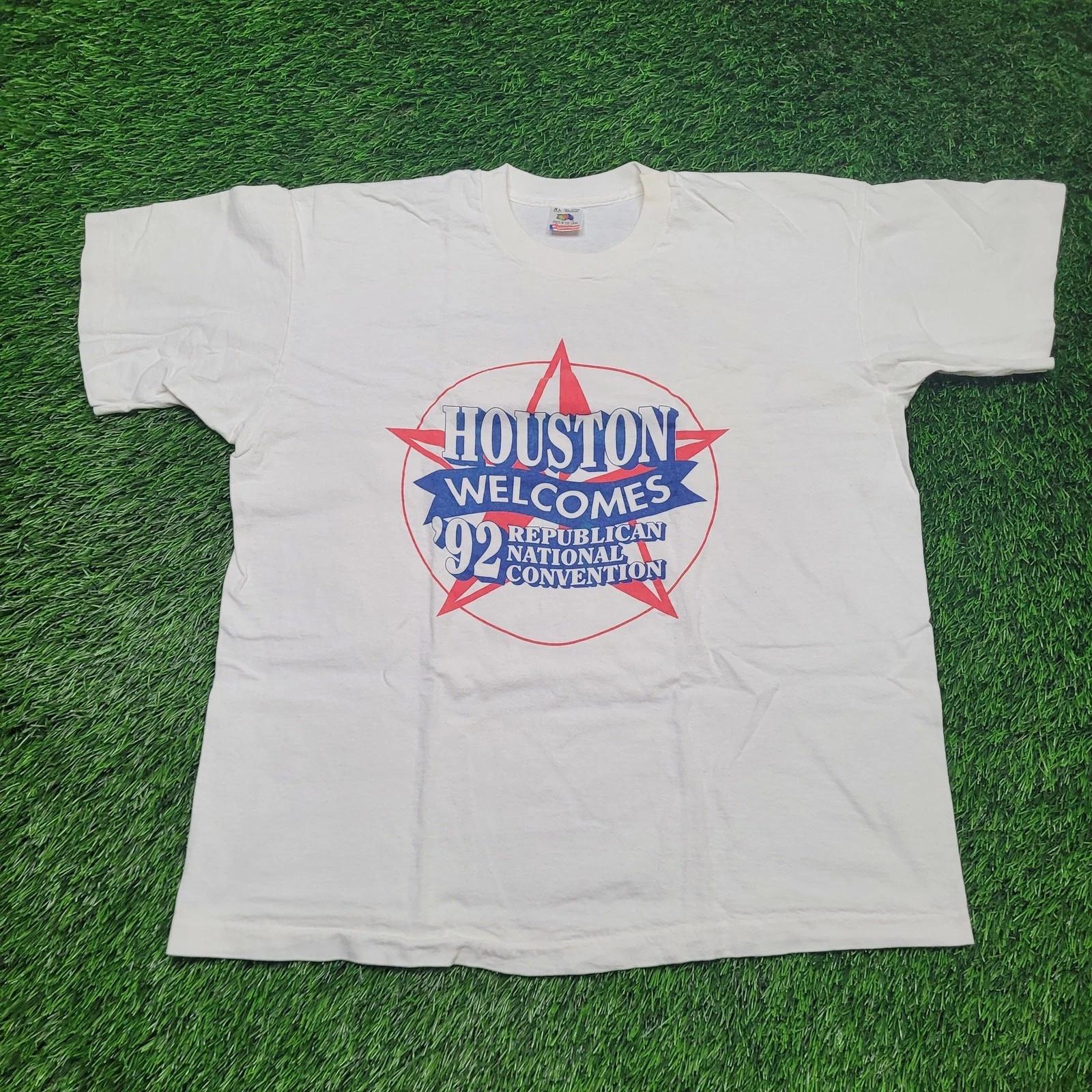 VTG 1992 Republican Convention T-Shirt Mens L/XL Single Stitch USA S
VTG 1992 Republican Convention T-Shirt Mens L/XL Single Stitch USA S