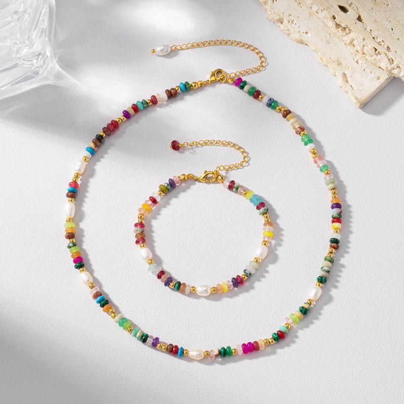 2025 Retro Color Block Stone Beaded Bracelet & Freshwater Pearl Layered Necklace - Women s Clavicle Chain
2025 Retro Color Block Stone Beaded Bracelet & Freshwater Pearl Layered Necklace - Women s Clavicle Chain
