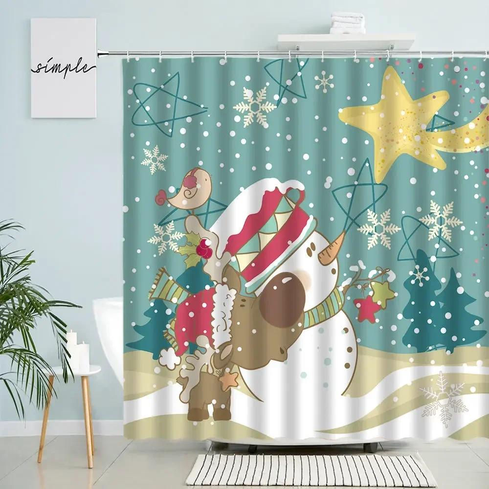 Cartoon Merry Christmas Shower Curtain Santa Claus Snowman Animal Fun Child Bathroom Decor With Hook Waterproof Polyester Screen W60H190(CM)-1 Pcs
Cartoon Merry Christmas Shower Curtain Santa Claus Snowman Animal Fun Child Bathroom Decor With Hook Waterproof Polyester Screen W60H190(CM)-1 Pcs