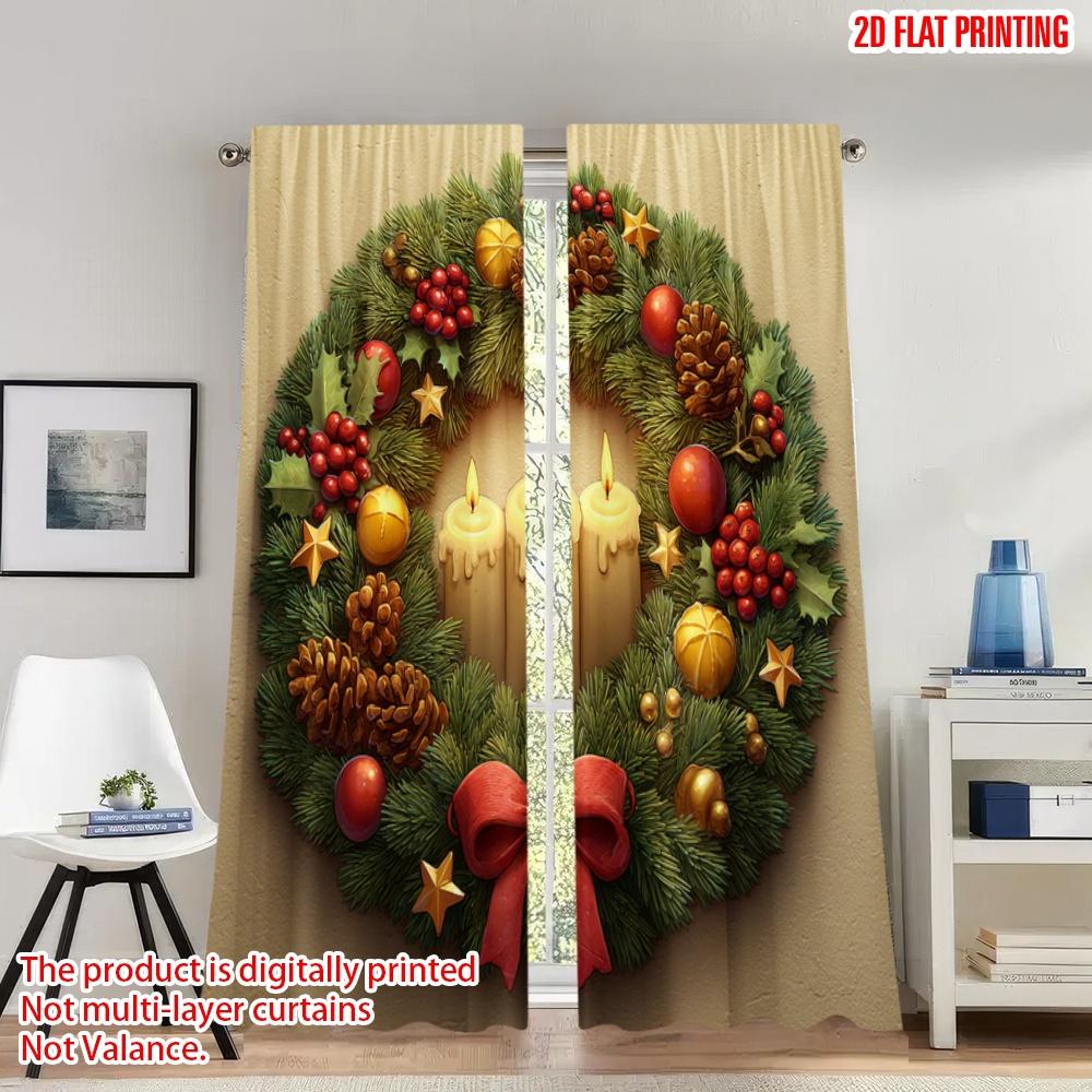 Flat Printing Happy Christmas Party Curtains Wreath Candles Stars Digital Printed Polyester Drapes Curtain Set Of 2 Made Washable W100*H70(CM)-Rod Pocket&2PCS
Flat Printing Happy Christmas Party Curtains Wreath Candles Stars Digital Printed Polyester Drapes Curtain Set Of 2 Made Washable W100*H70(CM)-Rod Pocket&2PCS