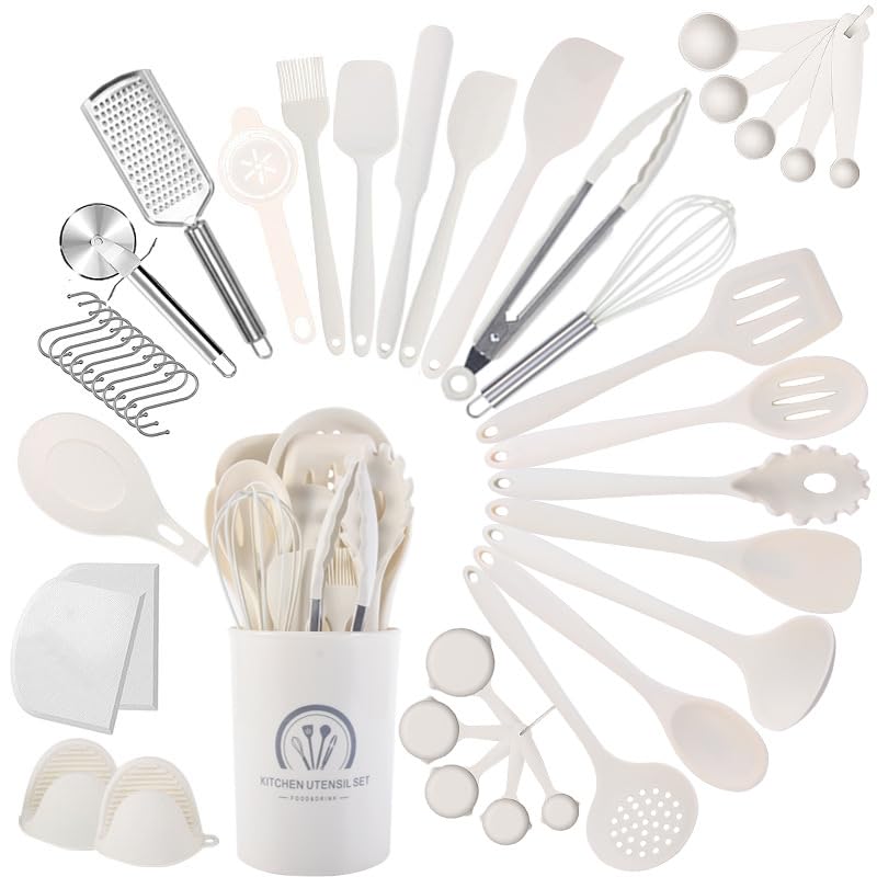 Kitchen Tools Silicone Cooking Utensil Set, 43-Piece Set, Food-Grade Silicone, Home Chef Cooking Supplies, Heat Resistant, Easy Storage, Includes Spat
Kitchen Tools Silicone Cooking Utensil Set, 43-Piece Set, Food-Grade Silicone, Home Chef Cooking Supplies, Heat Resistant, Easy Storage, Includes Spat