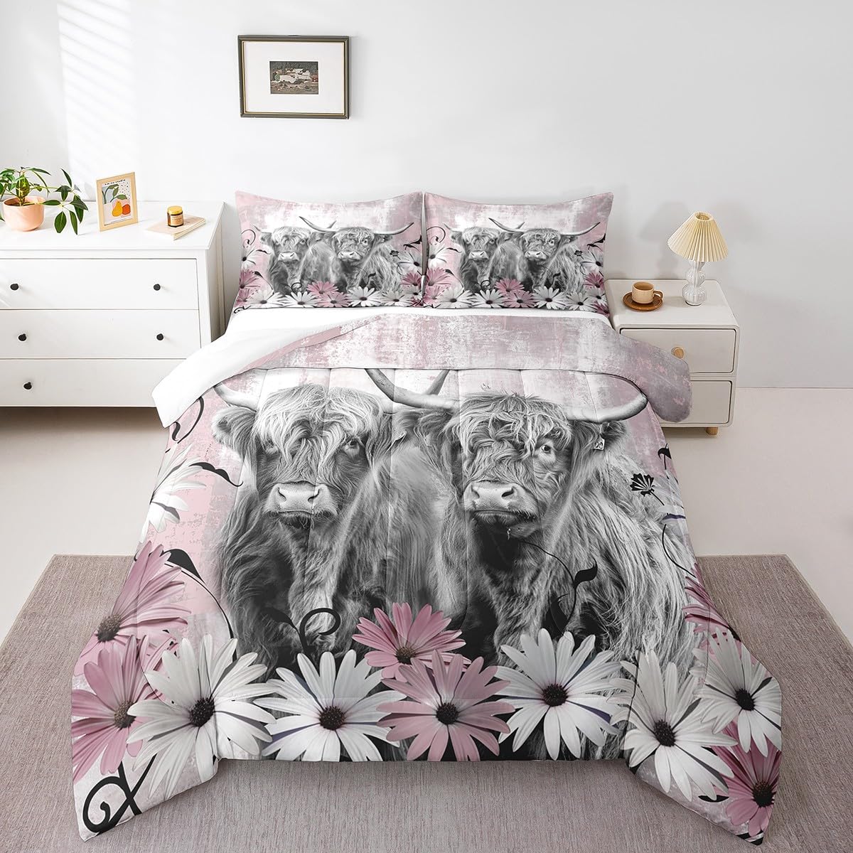 Erosebridal Highland Cow Twin Comforter Set,Western Longhorn Bull Bedding Set for Kids Adults,Farmhouse Animal Print Comforter Soft Breathab 155x200cm
Erosebridal Highland Cow Twin Comforter Set,Western Longhorn Bull Bedding Set for Kids Adults,Farmhouse Animal Print Comforter Soft Breathab 155x200cm