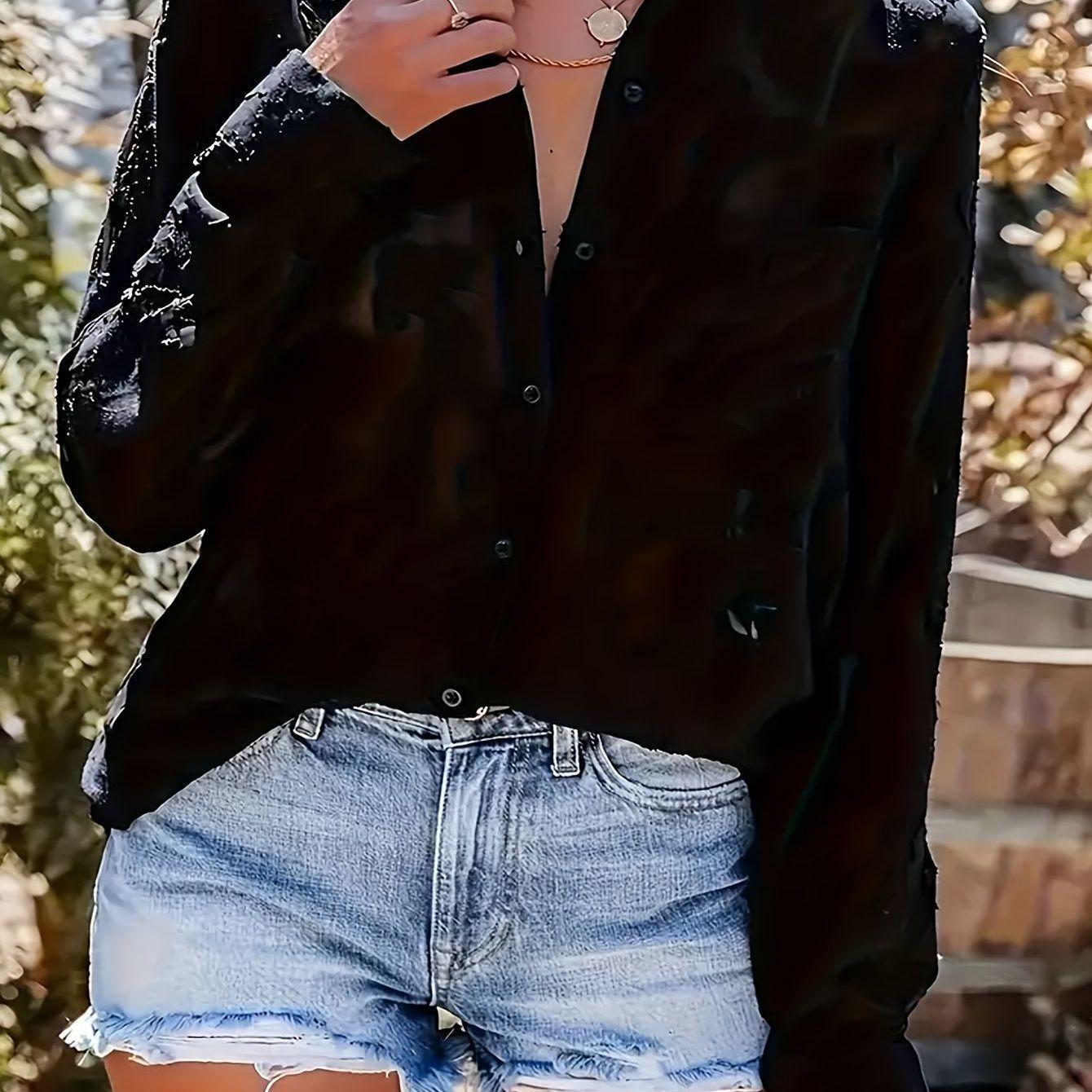 Elegant Jacquard Loose Fit Plus Size Women s Casual Shirt with Pockets 0XL чорний
Elegant Jacquard Loose Fit Plus Size Women s Casual Shirt with Pockets 0XL чорний
