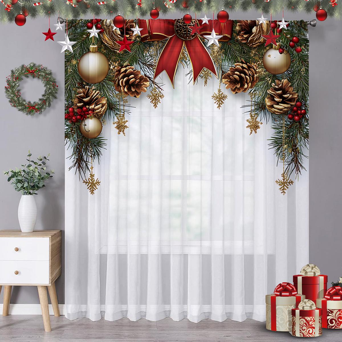 Chic Single Panel Christmas Themed Curtain Lightweight Breathable Made Polyester Design Convenient Decoration Suitable Living Room Bedroom Dining Area W100*H70(CM)-Hooks&2PCS
Chic Single Panel Christmas Themed Curtain Lightweight Breathable Made Polyester Design Convenient Decoration Suitable Living Room Bedroom Dining Area W100*H70(CM)-Hooks&2PCS