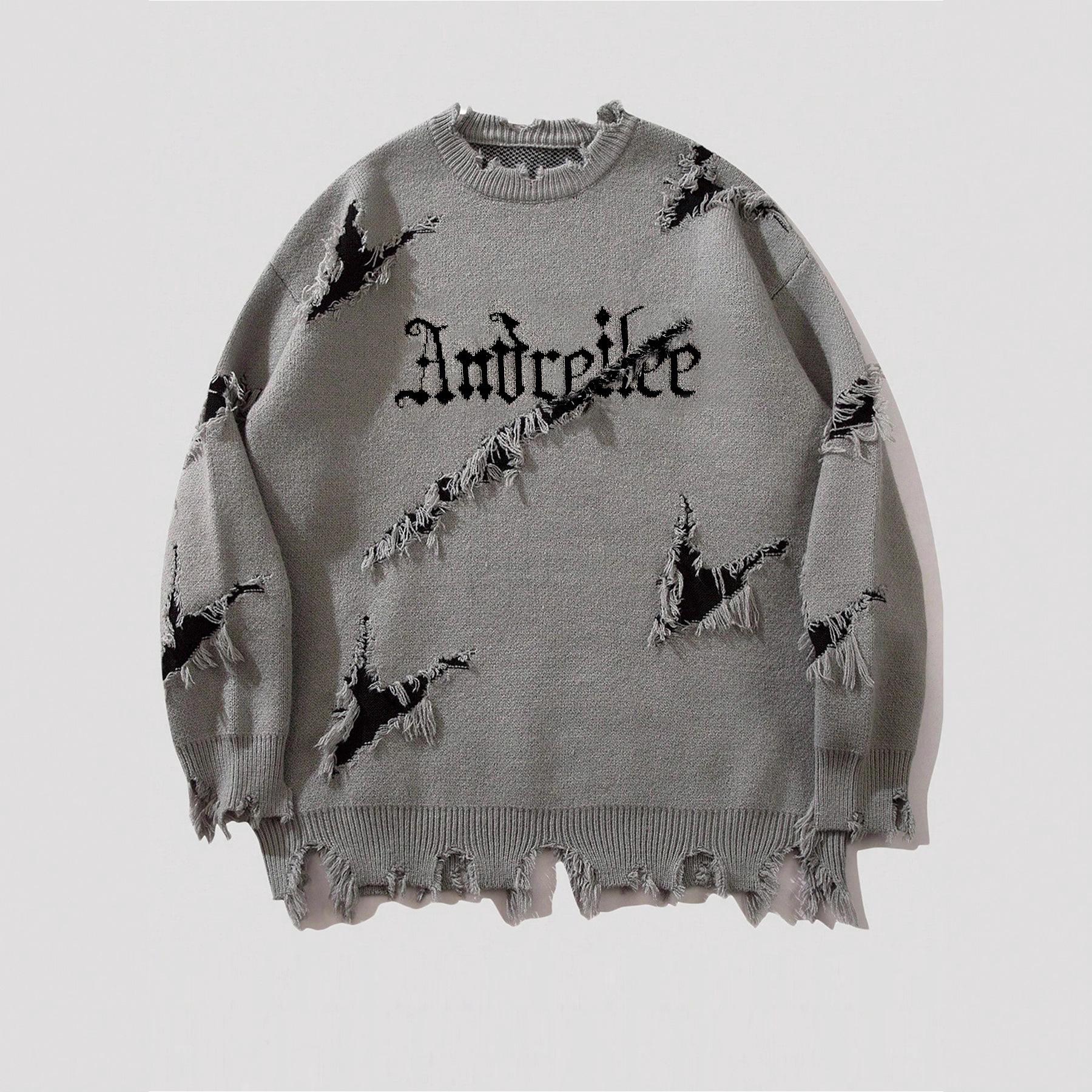 Distressed Ripped Men s Sweater - Autumn/Winter Frayed Letter Jacquard Knit Top Trendy 6001 M
Distressed Ripped Men s Sweater - Autumn/Winter Frayed Letter Jacquard Knit Top Trendy 6001 M
