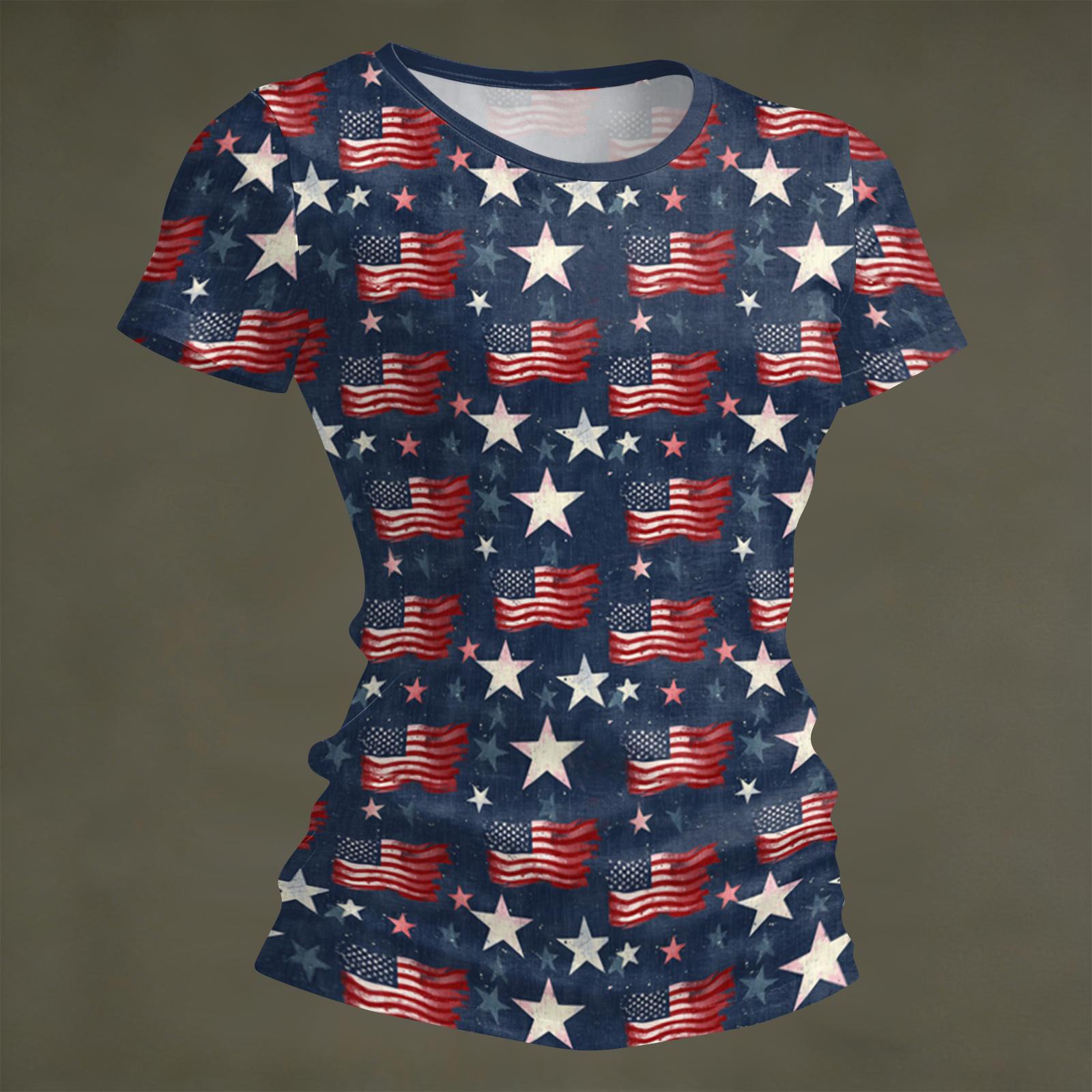 Women s Fashion Round Neck Independence Day Print Short Sleeve Loose Crewneck T-Shirt Top XXL Темно-синій
Women s Fashion Round Neck Independence Day Print Short Sleeve Loose Crewneck T-Shirt Top XXL Темно-синій