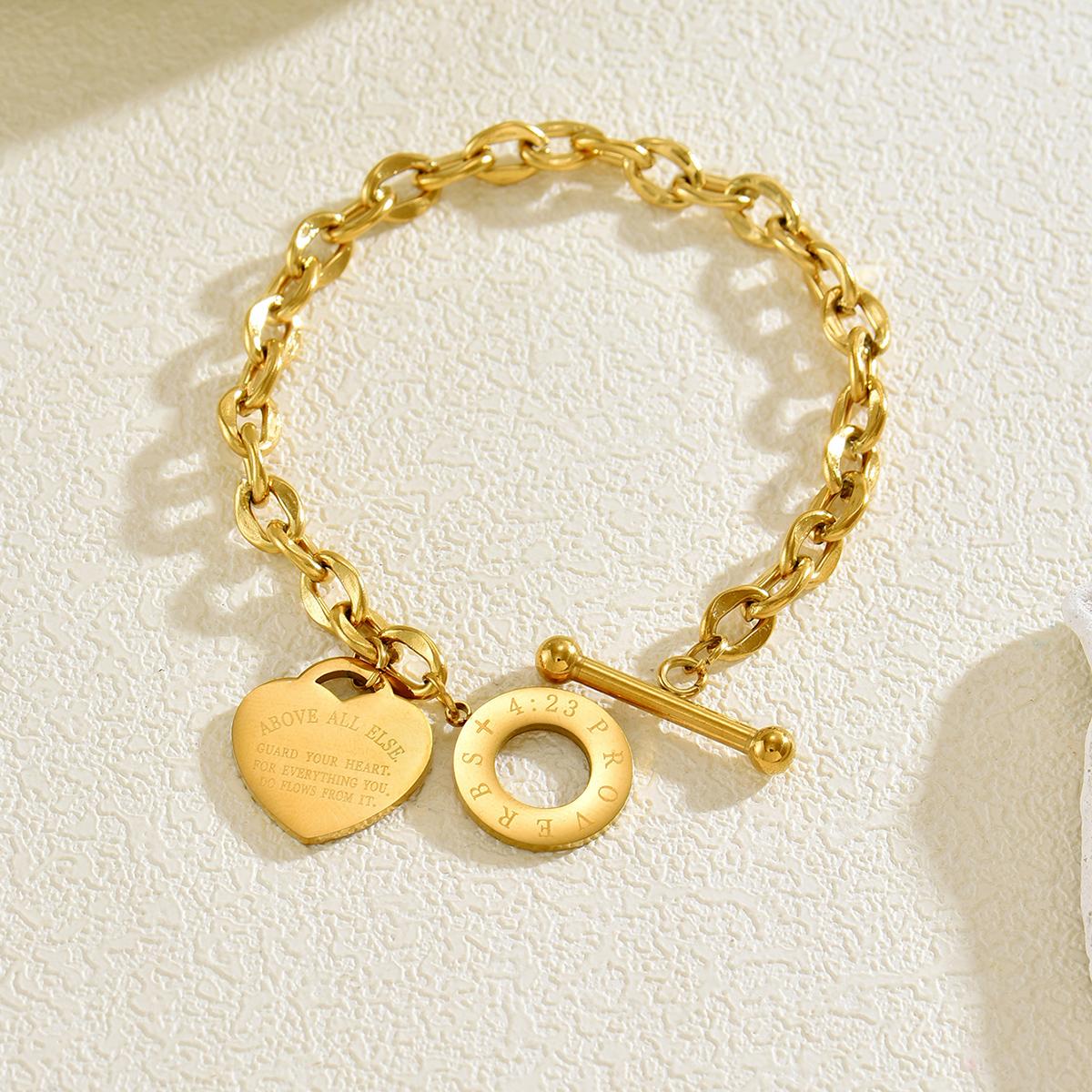 Trendy Heart Charm Toggle Bracelet Engraved Proverbs Metal Chain Bracelet For Women&Men Daily & Casual Wear Lover
Trendy Heart Charm Toggle Bracelet Engraved Proverbs Metal Chain Bracelet For Women&Men Daily & Casual Wear Lover