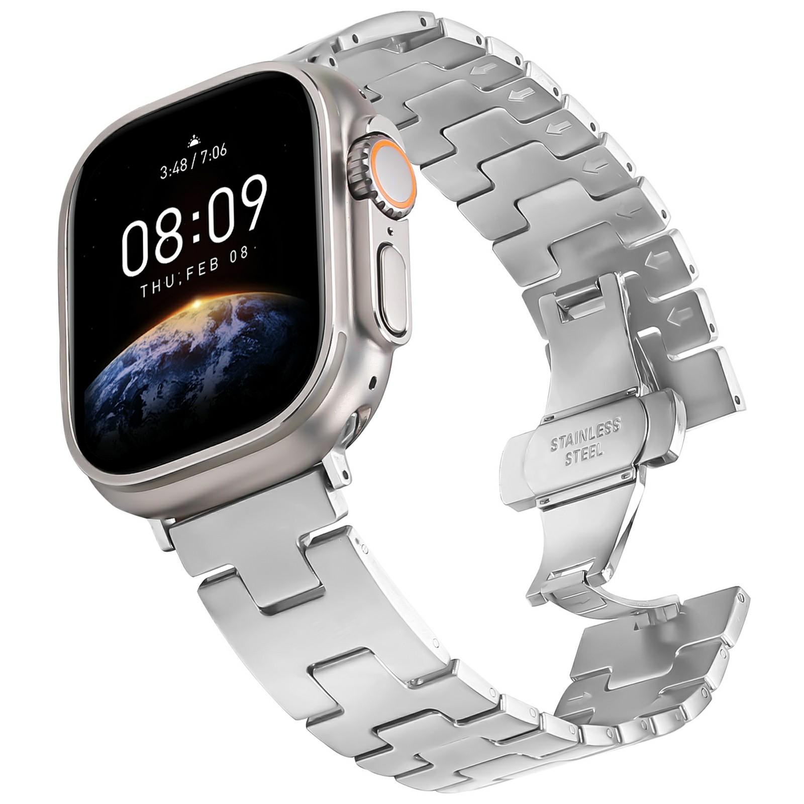 Watch Strap for Apple Watch Series 10 9 8 7 SE 6 5 4 3 2 1 42mm 41mm 40mm 38mm H-Type Butterfly Clasp Stainless Steel Band Silver As shown A
Watch Strap for Apple Watch Series 10 9 8 7 SE 6 5 4 3 2 1 42mm 41mm 40mm 38mm H-Type Butterfly Clasp Stainless Steel Band Silver As shown A