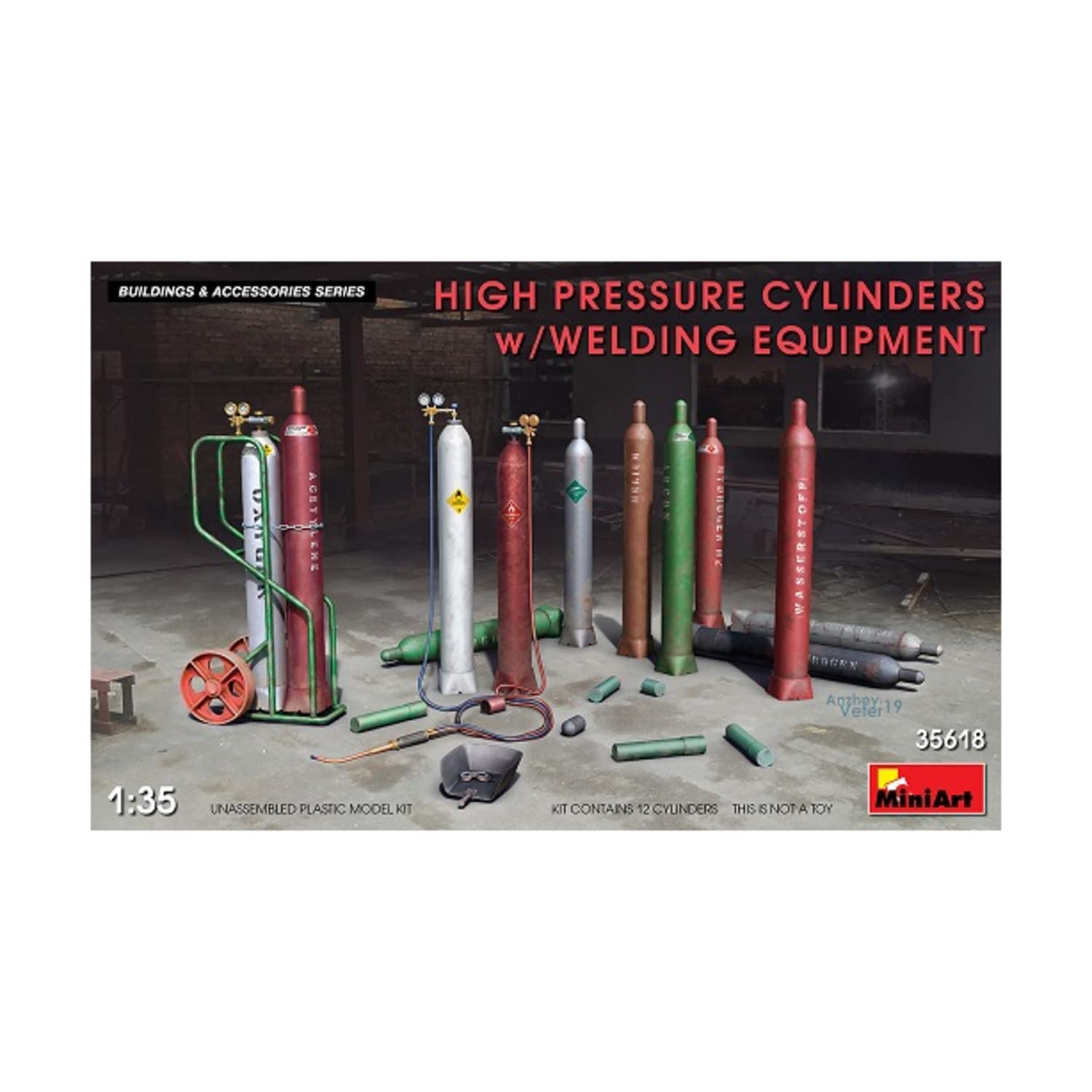 Miniart High Pressure Cylinder Set with Welding Equipment Plastic Model MA35618 1/35
Miniart High Pressure Cylinder Set with Welding Equipment Plastic Model MA35618 1/35