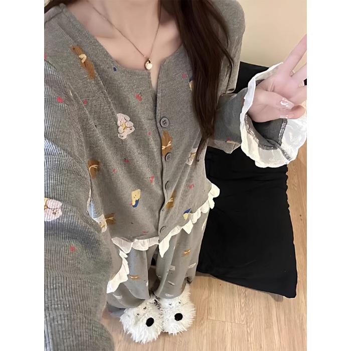 Gray bear spring and autumn new pajamas female Internet celebrity Korean version long sleeves trousers loungewear XXL
Gray bear spring and autumn new pajamas female Internet celebrity Korean version long sleeves trousers loungewear XXL