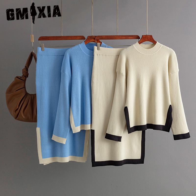GMXIA Knitwear Set for Women s Autumn Design: A Two-piece Outfit Featuring A Contrasting Color Round-neck Top and A Slit Skirt, Exuding Elegance One Size темно-коричневого кольору
GMXIA Knitwear Set for Women s Autumn Design: A Two-piece Outfit Featuring A Contrasting Color Round-neck Top and A Slit Skirt, Exuding Elegance One Size темно-коричневого кольору