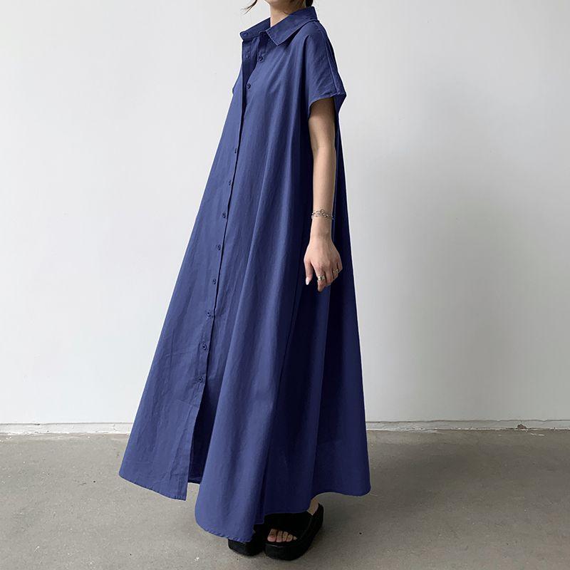 South Korea Cross-Border Artistic Hong Kong Style Polo Collar Single-Breasted Dark Blue Loose Casual Short Sleeve Dress Dress Dark Blue M
South Korea Cross-Border Artistic Hong Kong Style Polo Collar Single-Breasted Dark Blue Loose Casual Short Sleeve Dress Dress Dark Blue M