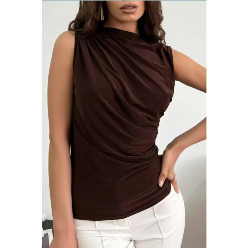 Women s Spring Summer New, Fashionable Versatile Solid Color Pleated Sleeveless Pullover Semi-turtleneck Shirt XL коричневий
Women s Spring Summer New, Fashionable Versatile Solid Color Pleated Sleeveless Pullover Semi-turtleneck Shirt XL коричневий