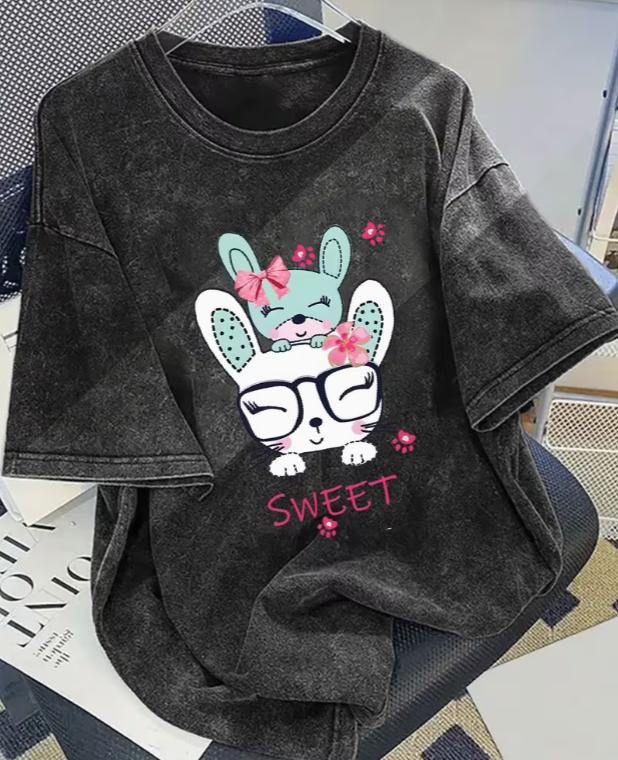 Cute Rabbit Graphic T Shirt Women Vintage Washed Short Sleeve Casual ONeck Loose Tee Top Daily Streetwear S
Cute Rabbit Graphic T Shirt Women Vintage Washed Short Sleeve Casual ONeck Loose Tee Top Daily Streetwear S