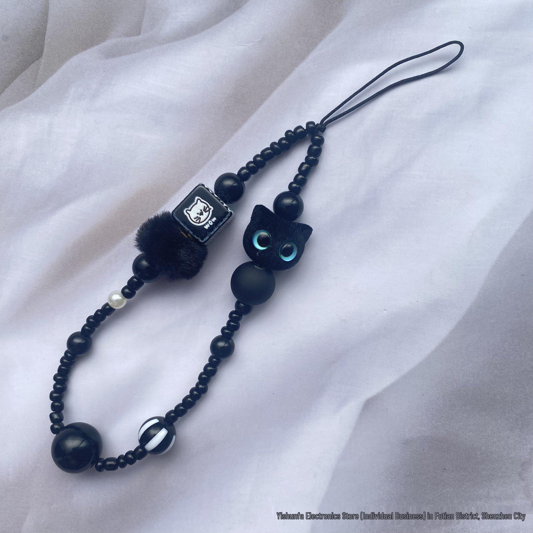 Handmade Black Retro Beaded Lanyard Cat Phone Case Wrist Chain Pendant
Handmade Black Retro Beaded Lanyard Cat Phone Case Wrist Chain Pendant