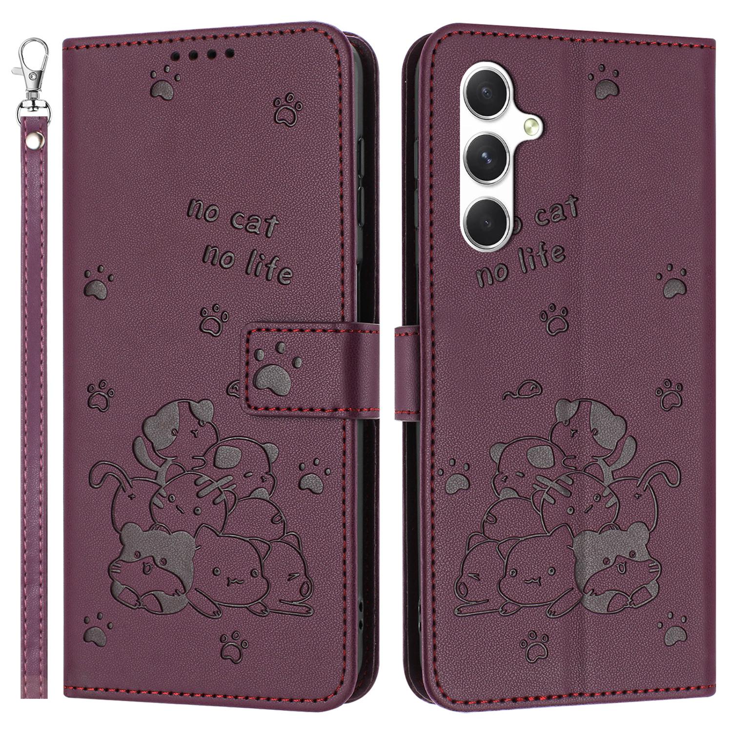 For Samsung Galaxy A35 5G Case with Strap Cats Imprint Leather Wallet Phone Cover Wine Red
For Samsung Galaxy A35 5G Case with Strap Cats Imprint Leather Wallet Phone Cover Wine Red