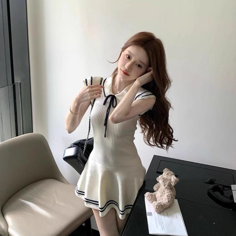 College Navy Style Xiaofei Sleeves Soft Waxy Knitted Lace-Up Dress Women s Summer Fashion Wear Skirt One size fits all белый
College Navy Style Xiaofei Sleeves Soft Waxy Knitted Lace-Up Dress Women s Summer Fashion Wear Skirt One size fits all белый
