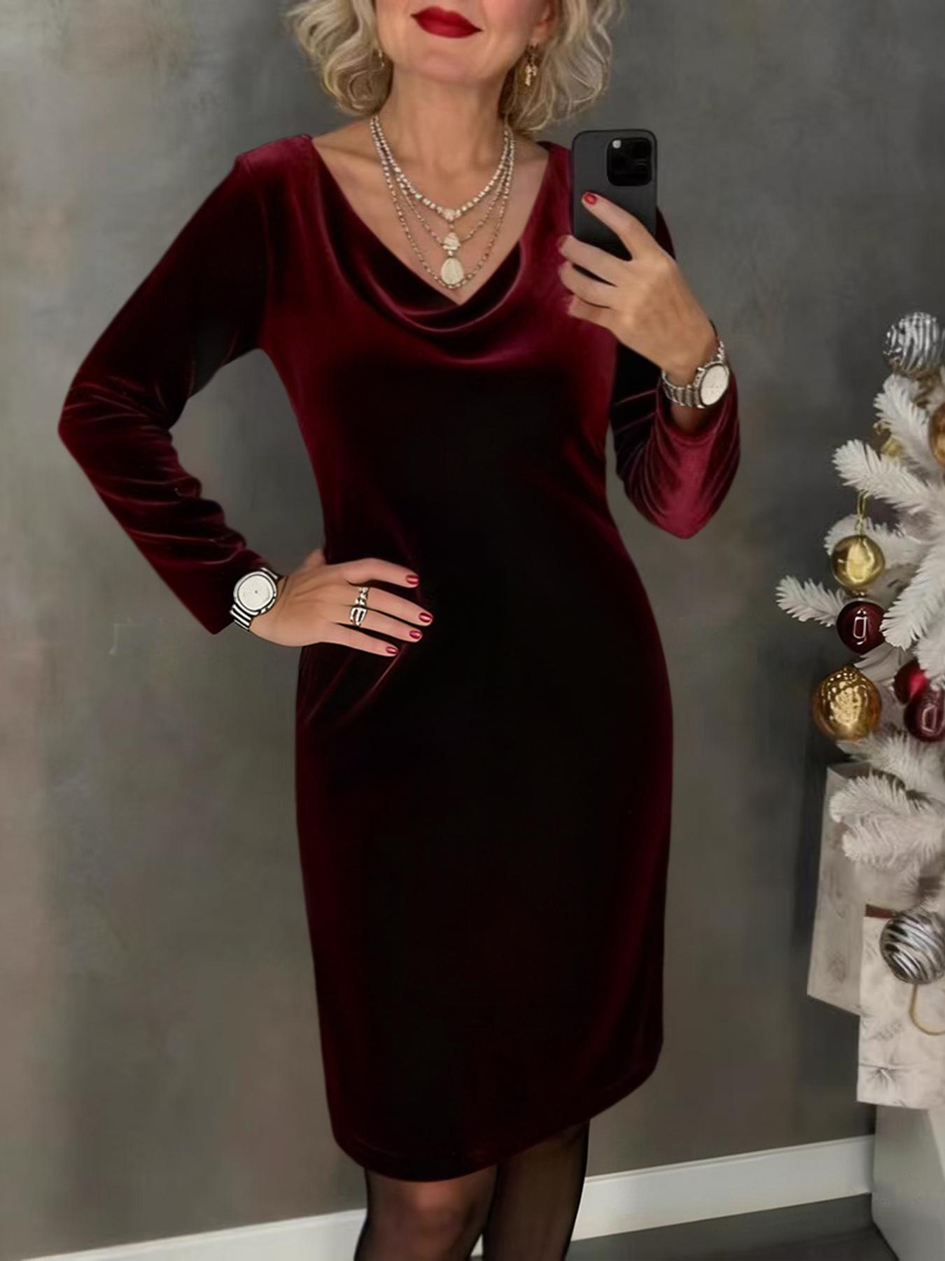 Women s Cowl Neck Velvet Long Sleeve Elegant Bodycon Midi Dress Party Cocktail Dress 2XL бордовий
Women s Cowl Neck Velvet Long Sleeve Elegant Bodycon Midi Dress Party Cocktail Dress 2XL бордовий