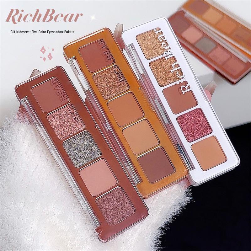 RichBear Iridescent Five-Color Eyeshadow and Highlighter Palette - Shimmer Earth Tones & Matte Finishes
RichBear Iridescent Five-Color Eyeshadow and Highlighter Palette - Shimmer Earth Tones & Matte Finishes