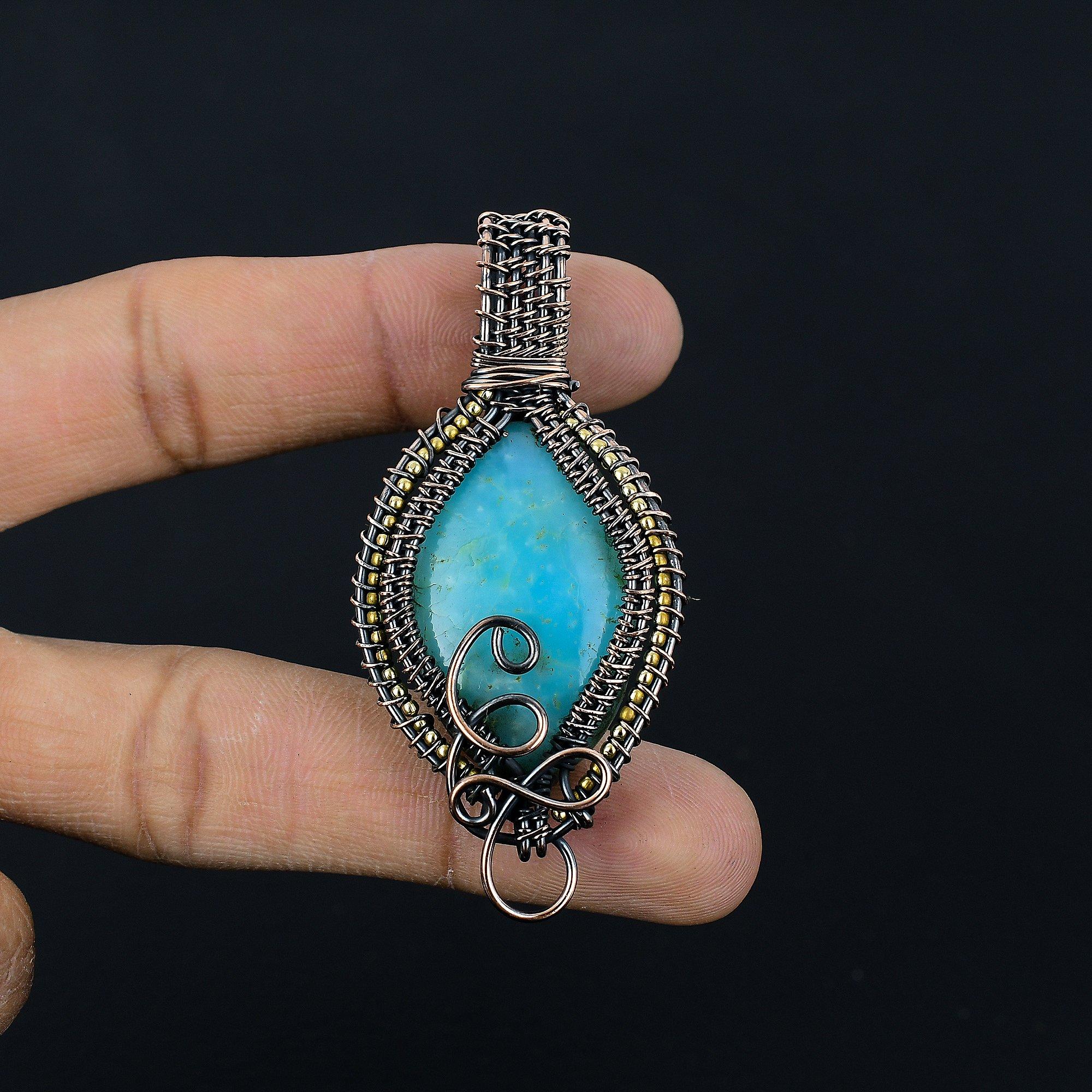 Hemimorphite Pendant, 999 Copper Wire Wrapped Gemstone Jewelry, Handmade Pendant, For Thanksgiving 2.55 Inches
Hemimorphite Pendant, 999 Copper Wire Wrapped Gemstone Jewelry, Handmade Pendant, For Thanksgiving 2.55 Inches