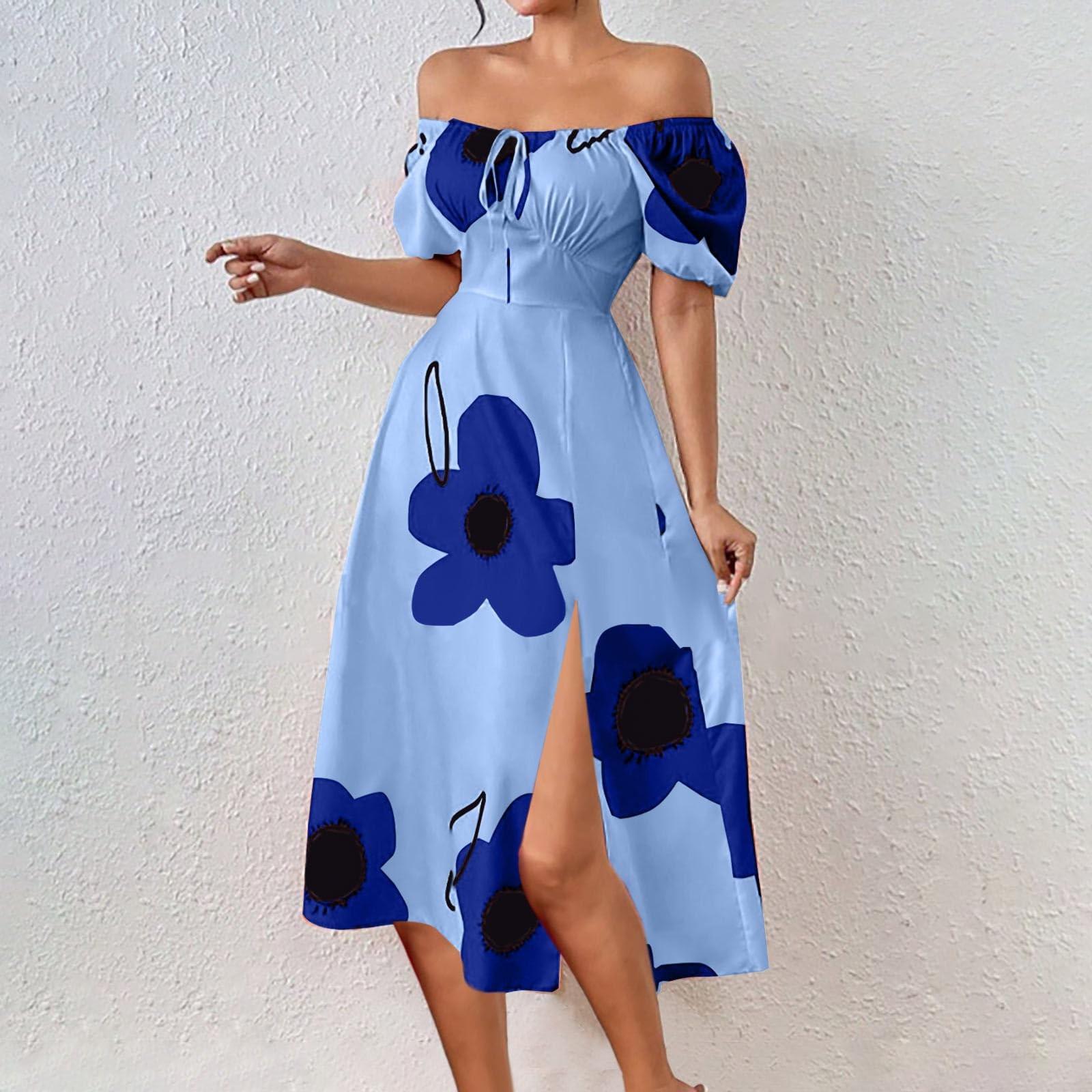 Женское летнее платье с цветочным принтом и открытыми плечами в стиле бохо M синий
Женское летнее платье с цветочным принтом и открытыми плечами в стиле бохо M синий