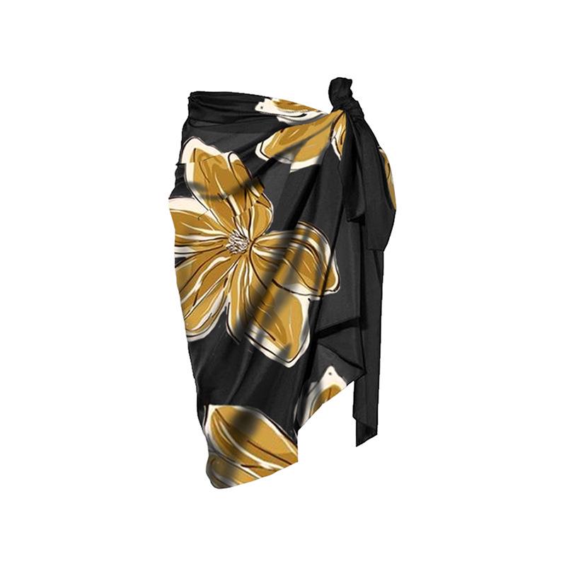 European & American Vacation Style Midi Skirt: Tie-up Design Print Beach Dress One Size чорний
European & American Vacation Style Midi Skirt: Tie-up Design Print Beach Dress One Size чорний