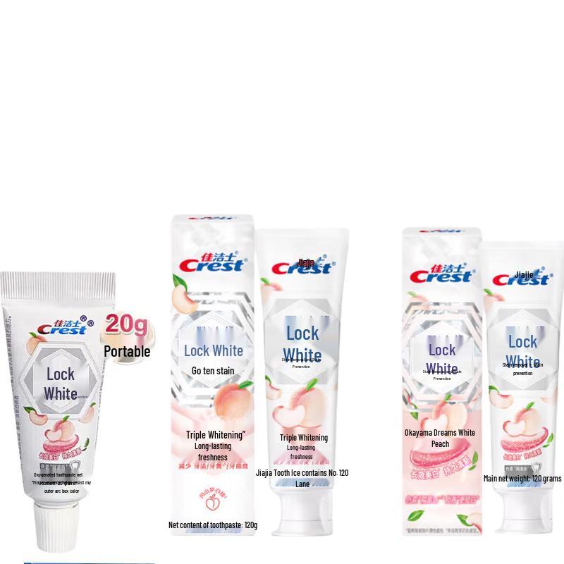 Crest Two-Color Lock White Peach Whitening Toothpaste Set
Crest Two-Color Lock White Peach Whitening Toothpaste Set