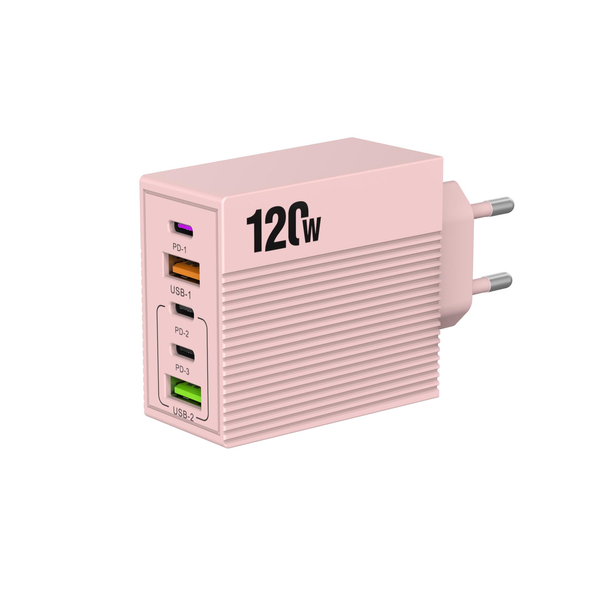 120W Multi-Port Fast Charger with US/EU/UK Plug - Compact Travel Device, Full Protocol Support 3PD+2U EU Pink 2-4A
120W Multi-Port Fast Charger with US/EU/UK Plug - Compact Travel Device, Full Protocol Support 3PD+2U EU Pink 2-4A