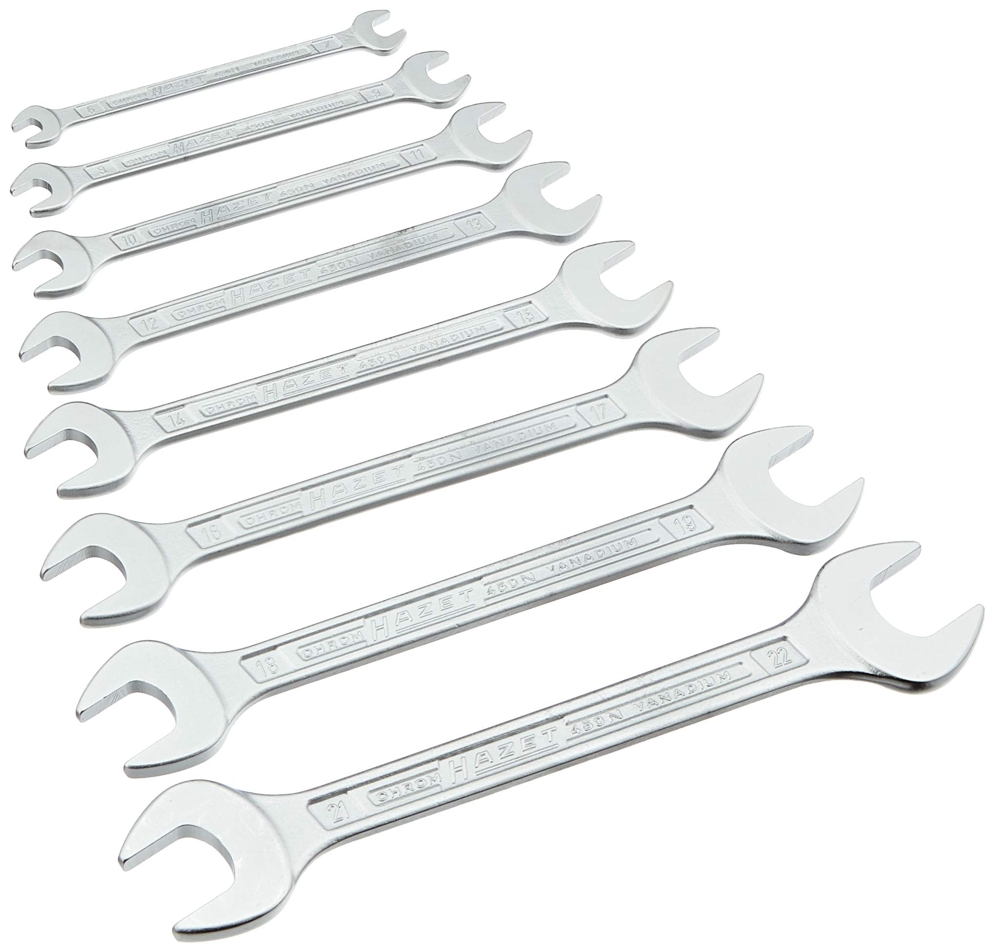 HAZET Wrench Set with with Plastic Automotive DIY Work Maintenance Made in Germany 450N/8RS Set, 8-Piece Double-Ended Wrenches, 6-22mm, Chrome-Plated
HAZET Wrench Set with with Plastic Automotive DIY Work Maintenance Made in Germany 450N/8RS Set, 8-Piece Double-Ended Wrenches, 6-22mm, Chrome-Plated