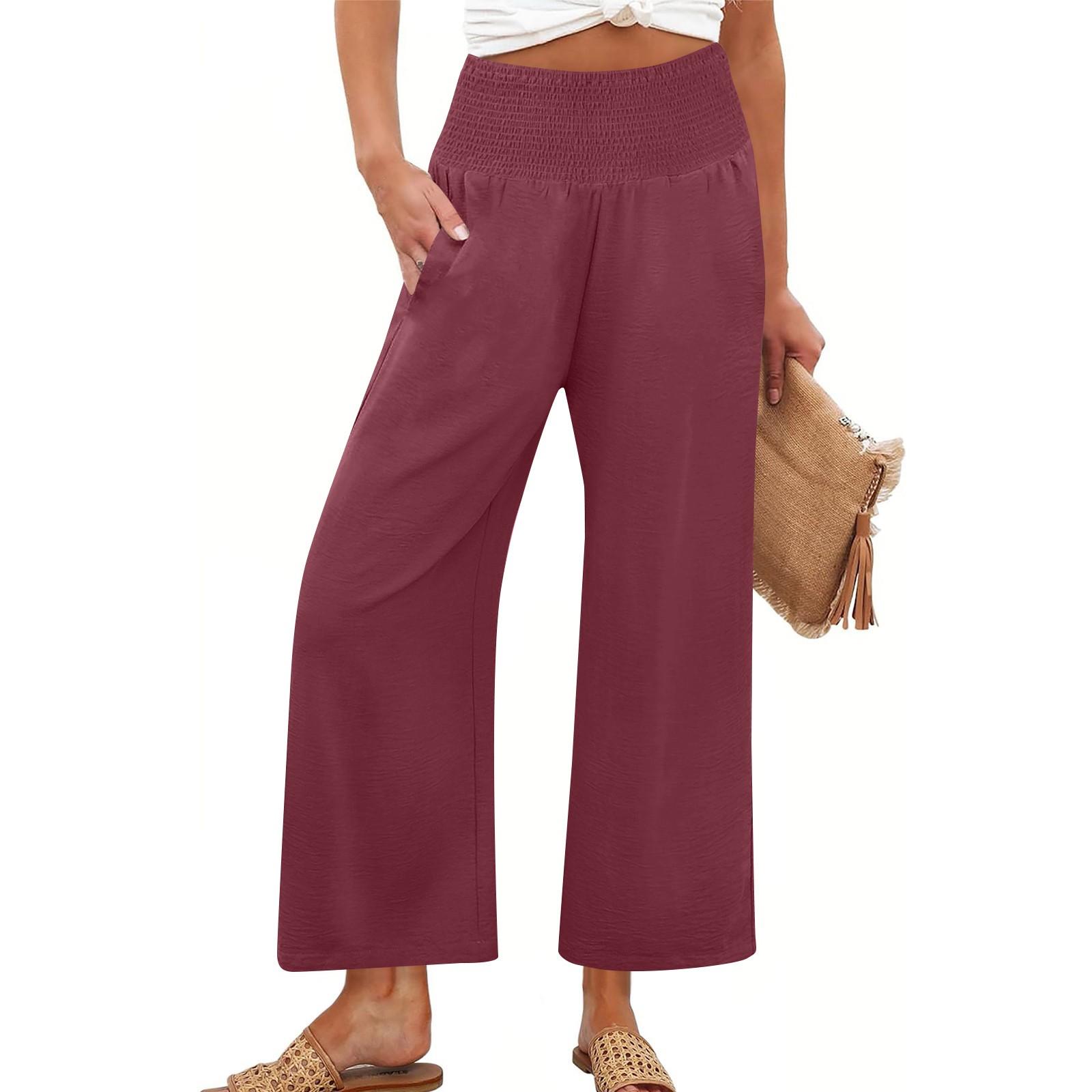 Женские широкие брюки Летние повседневные свободные брюки с девятью точками L винный
Женские широкие брюки Летние повседневные свободные брюки с девятью точками L винный