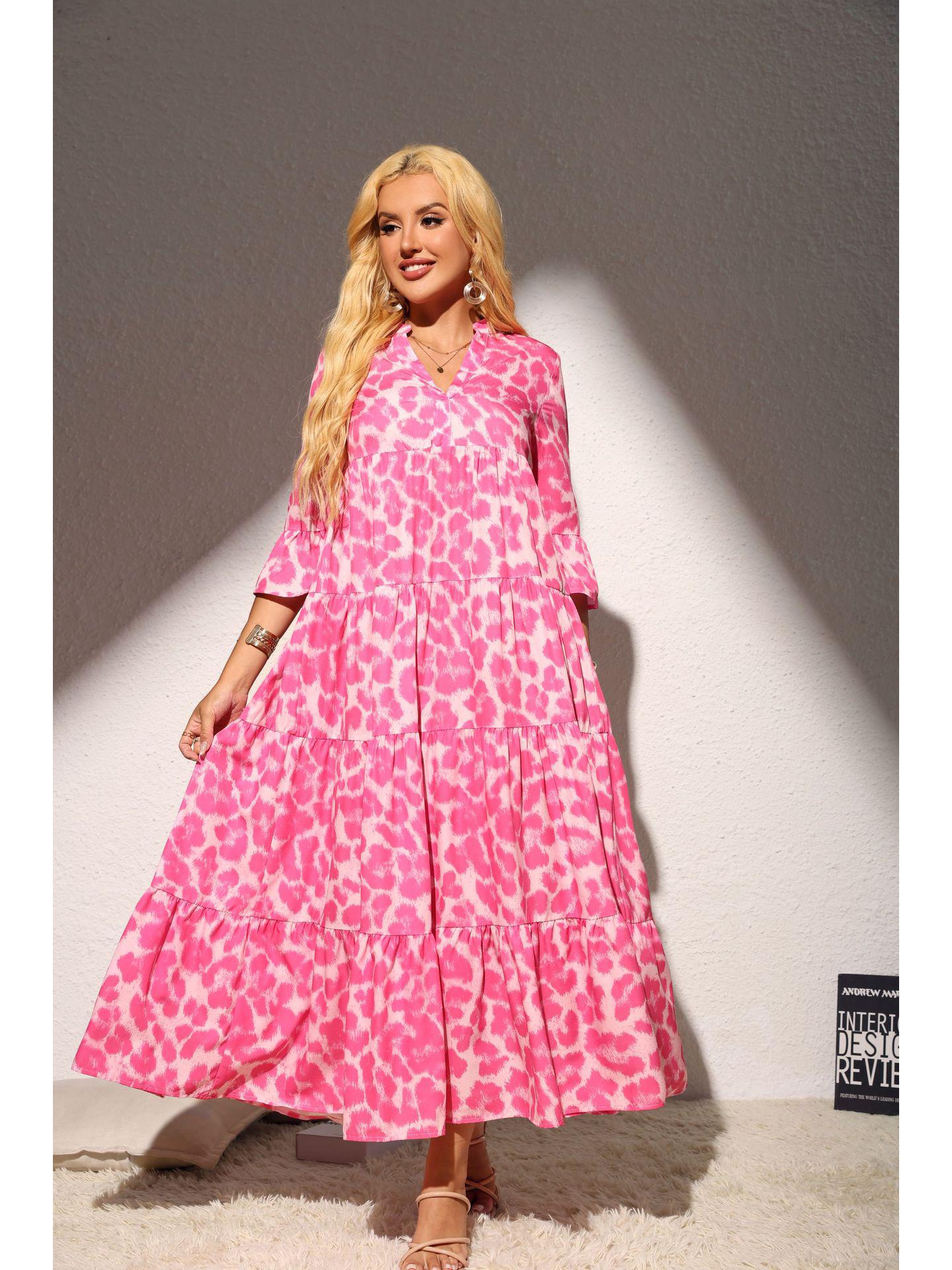 European & American Leopard Print Puff Sleeve Dress - Women s Elegant Cake Dress Small фуксія
European & American Leopard Print Puff Sleeve Dress - Women s Elegant Cake Dress Small фуксія