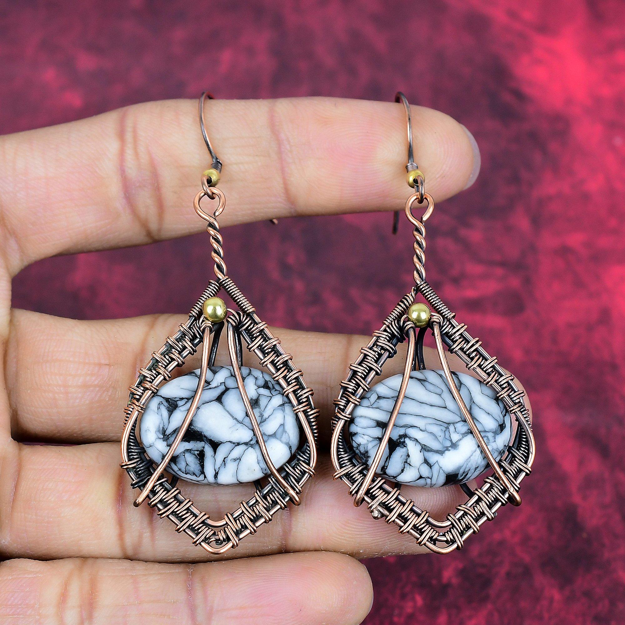 Pinolith jasper earring copper wire wrapped gemstone jewelry copper handmade earring designer jewelry gifts for mom wire wrap dangle earring
Pinolith jasper earring copper wire wrapped gemstone jewelry copper handmade earring designer jewelry gifts for mom wire wrap dangle earring
