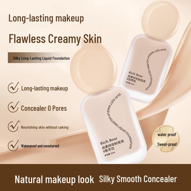 Rich Bear Silky Foundation: delicate, clear, hydrating, non-drying, waterproof, sweat-resistant, and versatile. 30ml
Rich Bear Silky Foundation: delicate, clear, hydrating, non-drying, waterproof, sweat-resistant, and versatile. 30ml