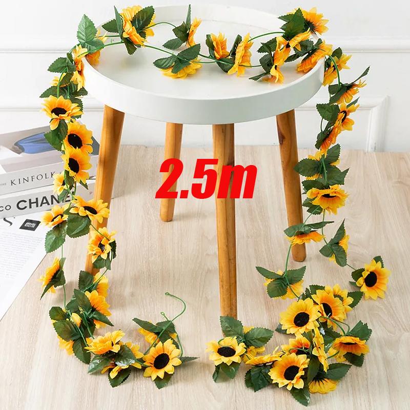 2.5M Yellow Sunflower Vine Hanging Artificial Flowers Garland Leaves Fake Silk Flowers For Party Wedding Home Decoration
2.5M Yellow Sunflower Vine Hanging Artificial Flowers Garland Leaves Fake Silk Flowers For Party Wedding Home Decoration