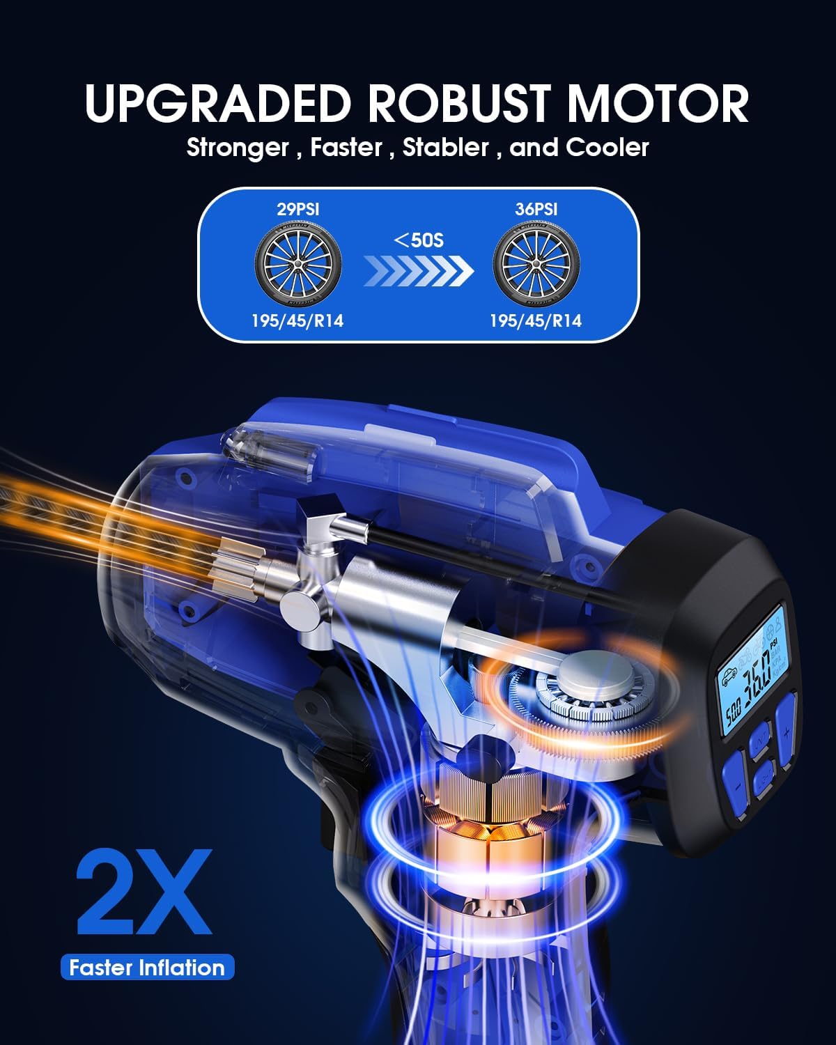 Portable Smart Air Compressor 21V Rechargeable Inflator with 4+N Modes & Digital Gauge for Cars, Motorcycles United States
Portable Smart Air Compressor 21V Rechargeable Inflator with 4+N Modes & Digital Gauge for Cars, Motorcycles United States