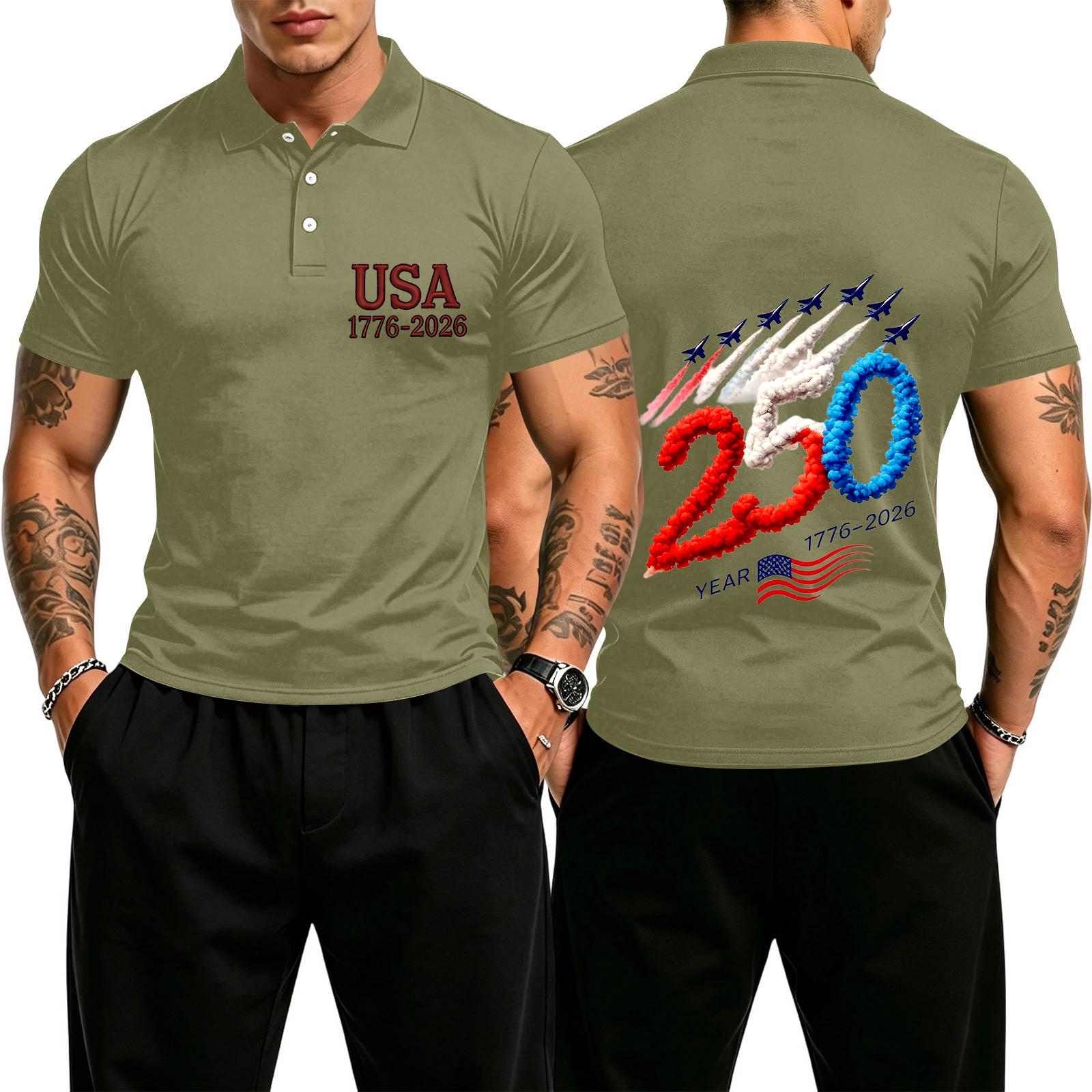 Men s Casual Gradient Short Sleeve Polo Shirt USA Lettering Embroidered Front Button Collar Summer Top L армия зеленый
Men s Casual Gradient Short Sleeve Polo Shirt USA Lettering Embroidered Front Button Collar Summer Top L армия зеленый