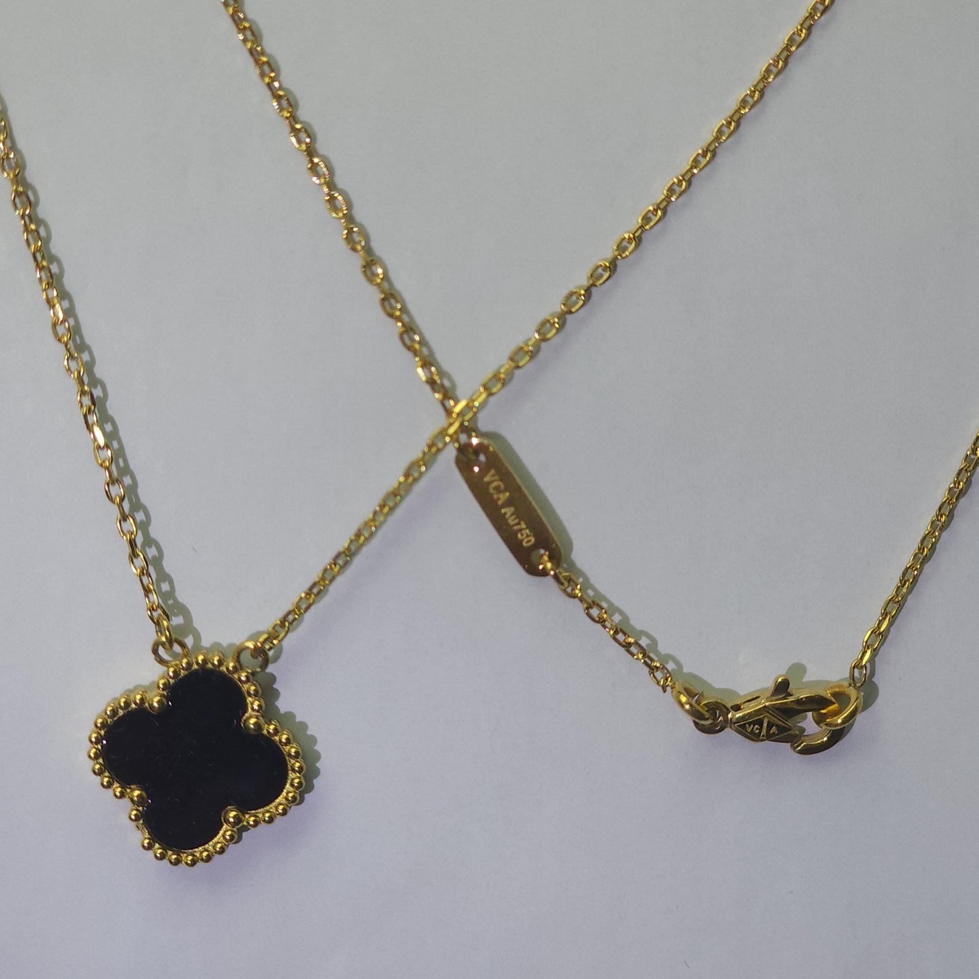 Ожерелье из титановой стали, высокая версия, четырехлистный клевер, женское ожерелье из натурального перламутра, ожерелье на ключицу, женские украшения в стиле легкой роскоши и высокого класса