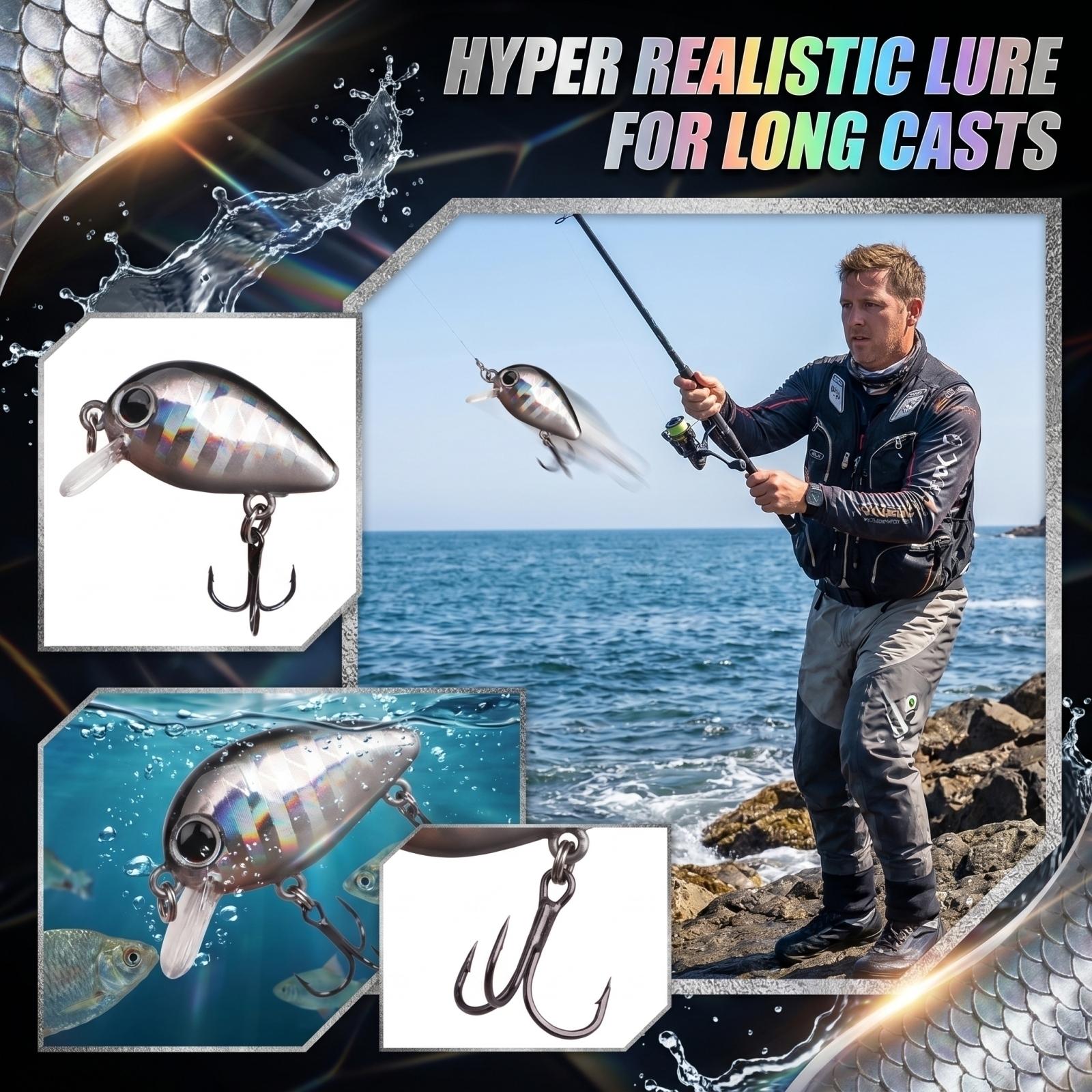 Fishing Lure Crankbait Hard Bait with Holographic Scale Pattern and Treble Hook for Freshwater and Saltwater Fishing one size
Fishing Lure Crankbait Hard Bait with Holographic Scale Pattern and Treble Hook for Freshwater and Saltwater Fishing one size