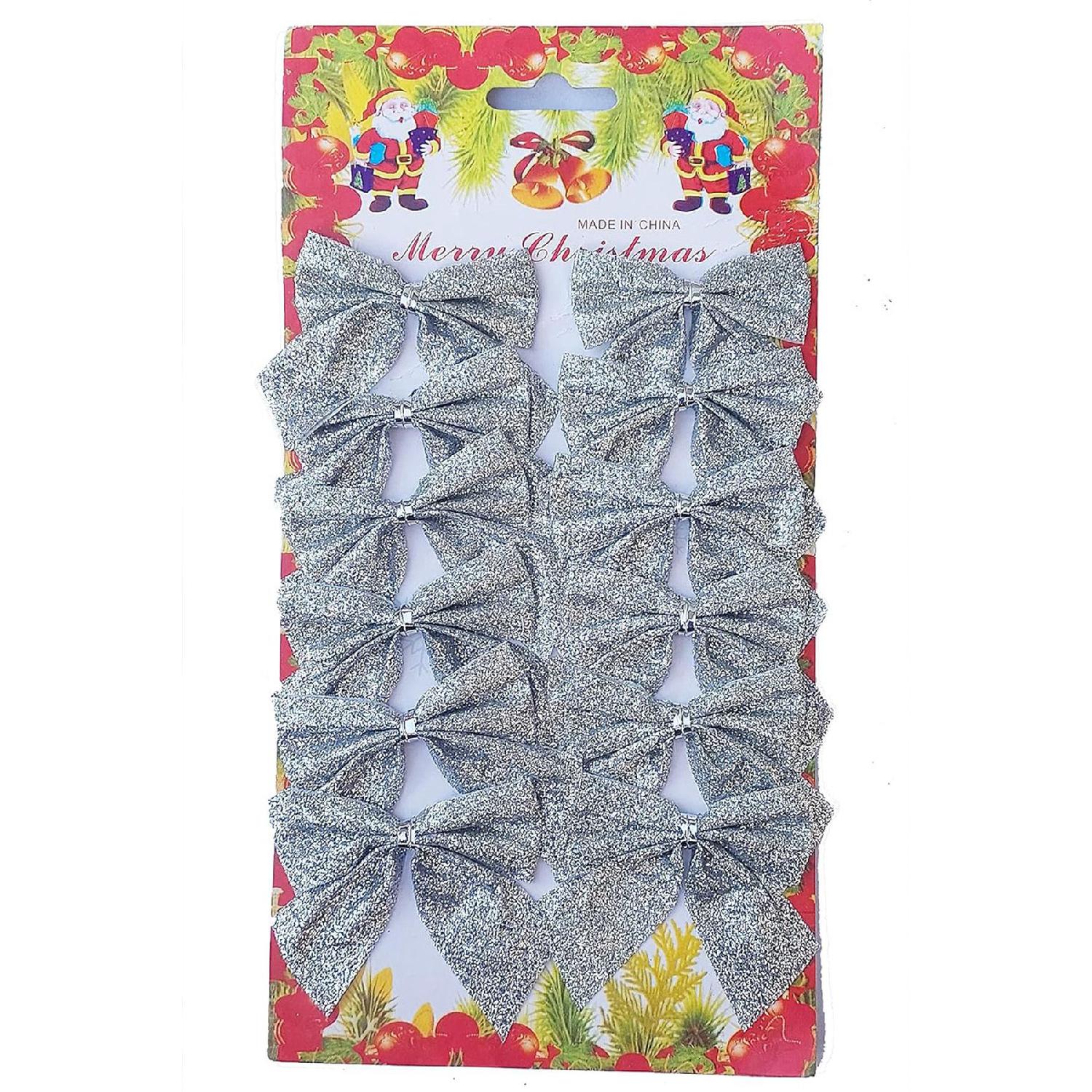 Рождественское украшение из сосны с 12 серебряными блестящими бантами золотой
Рождественское украшение из сосны с 12 серебряными блестящими бантами золотой